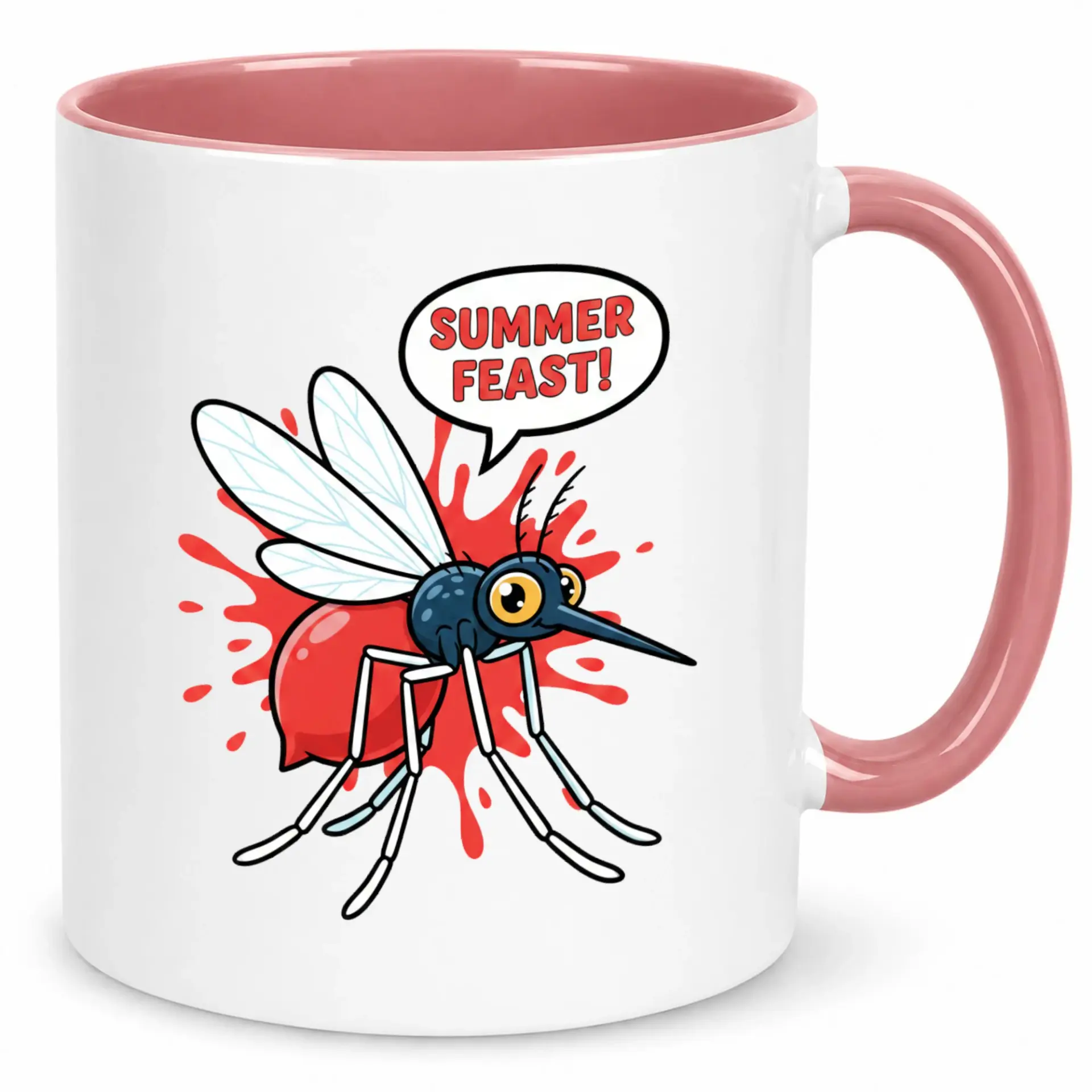Funny Mosquito Ceramic Coffee Mug - Summer Feast Insect Design Drinkware for Home and Office - Unique Nature Lover Gift Idea