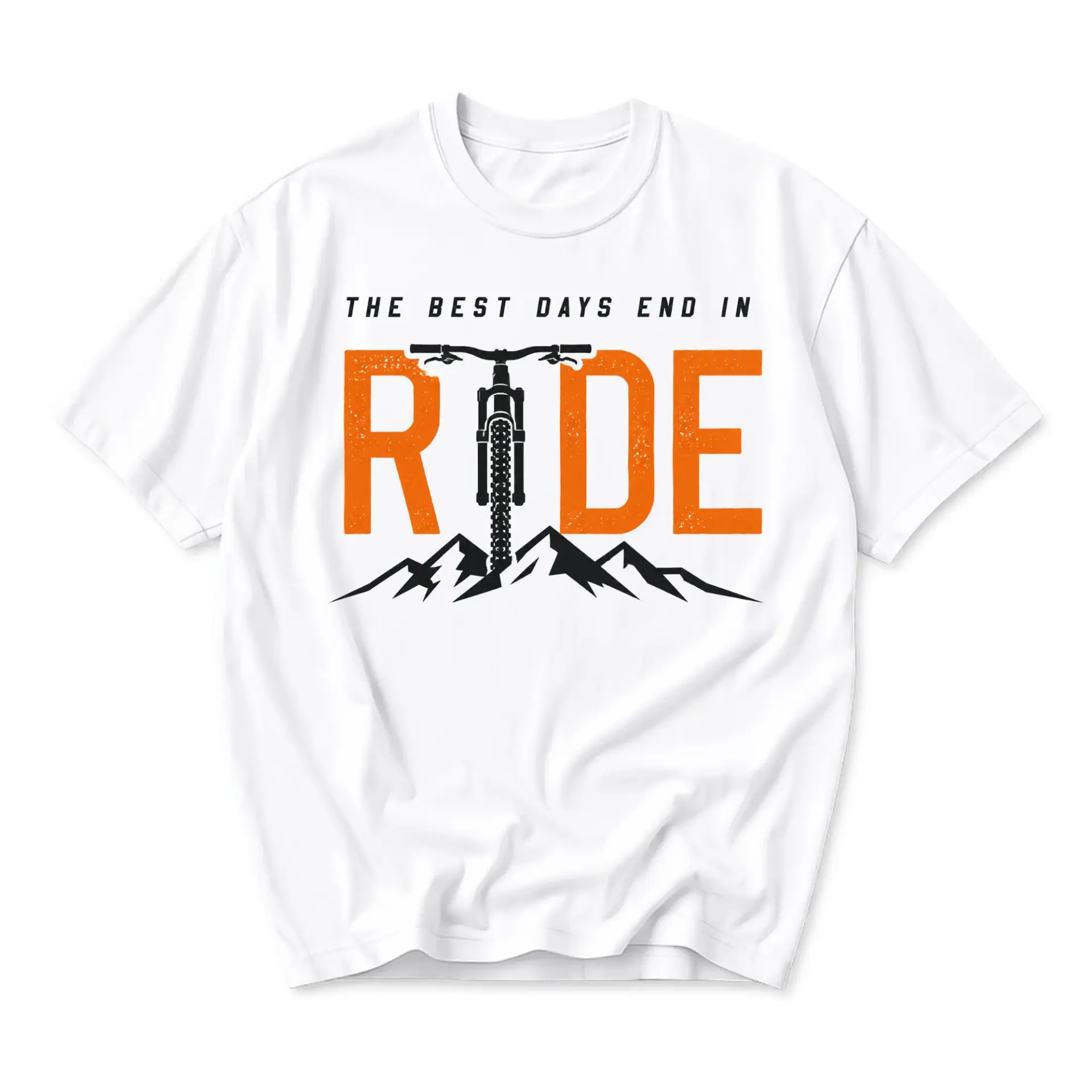 Graphic Tee Mountain Biking Enthusiast Casual Unisex Shirt with Outdoor Adventure Theme Best Days End in Ride Design