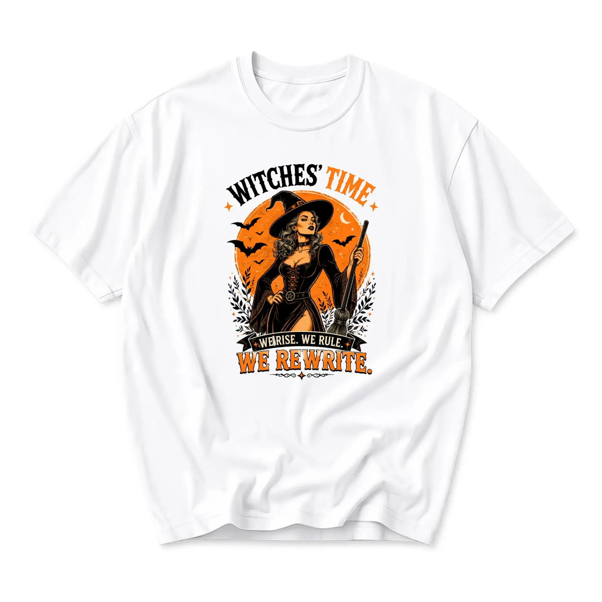 Graphic Tee Witches Time We Rise We Rule We Rewrite Unisex Cotton Crew Neck Short Sleeve Casual Statement Shirt