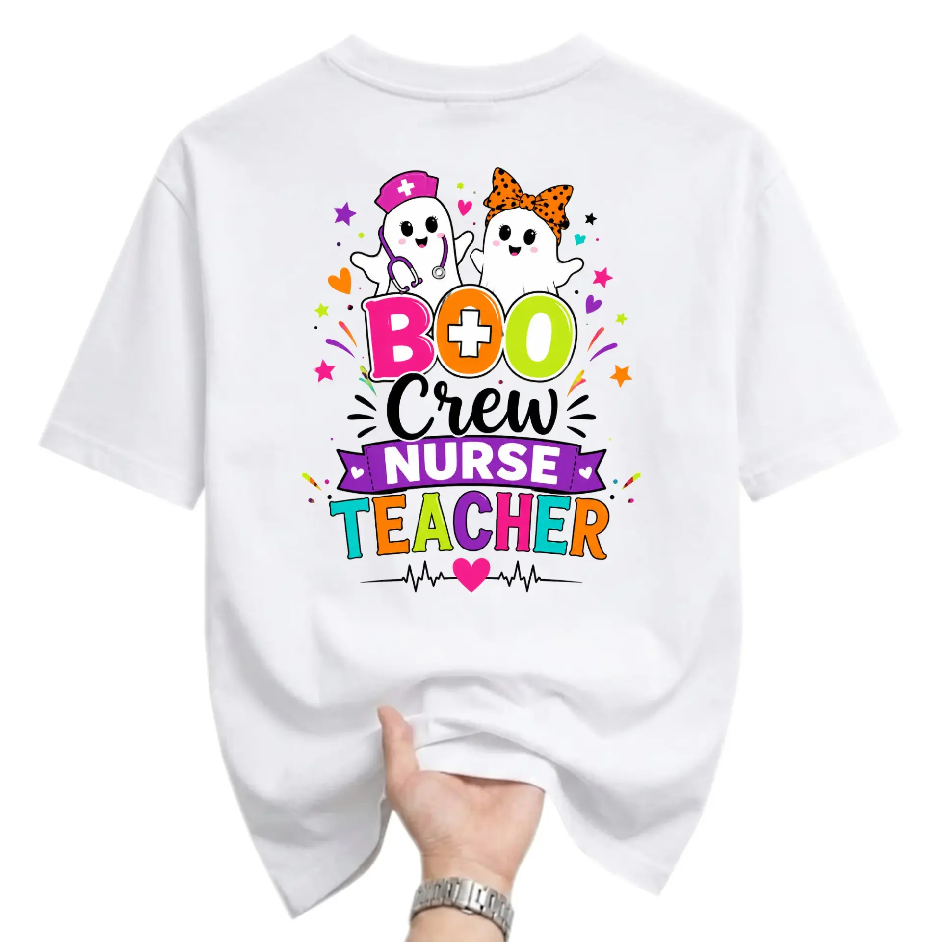 Funny Shirt Boo Crew Nurse Teacher Graphic Tee Unisex Casual Apparel for Medical Professionals and Educators White
