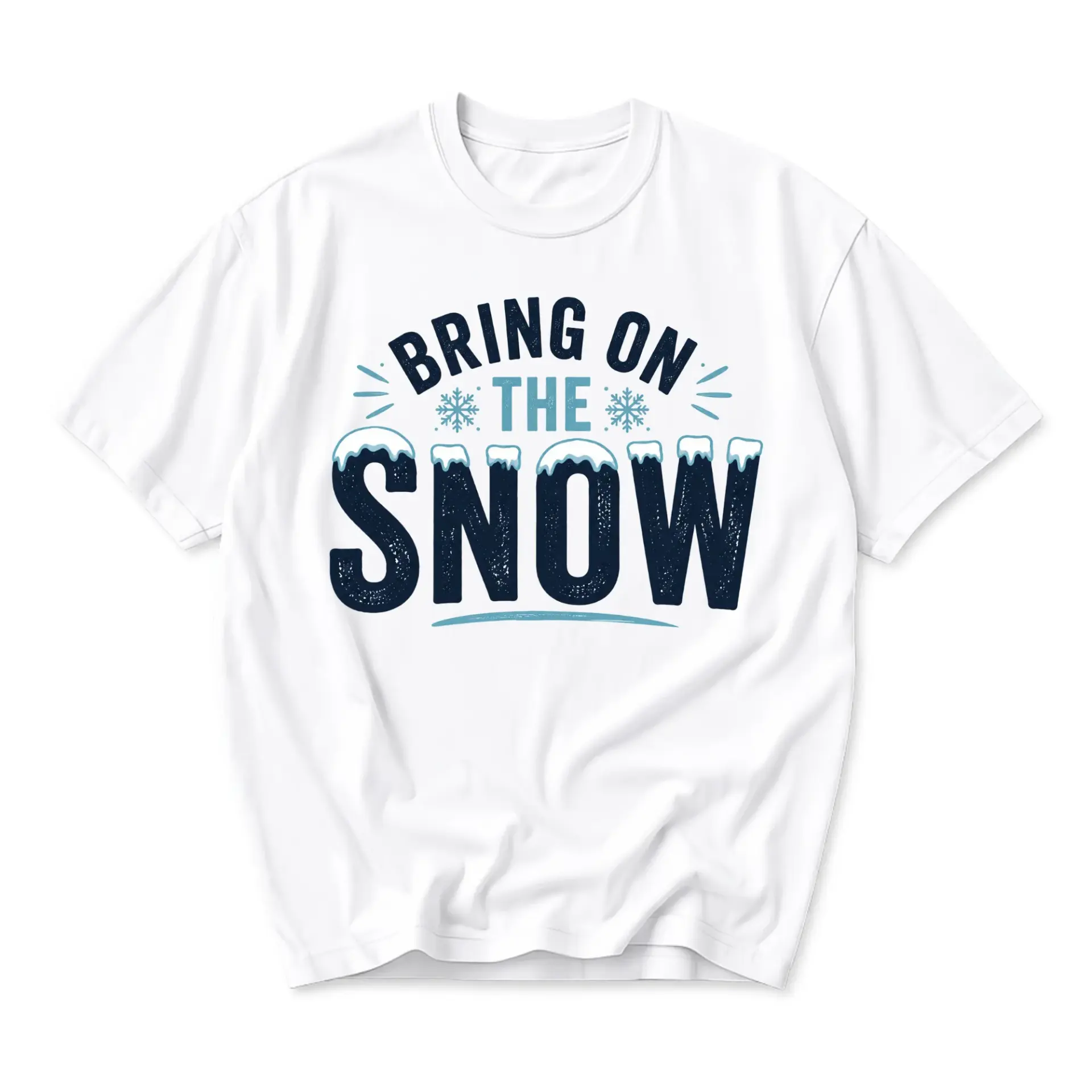 T-shirt Bring on the Snow Graphic Tee Casual Unisex Crew Neck Top for Seasonal Holiday Outfits and Daily Wear