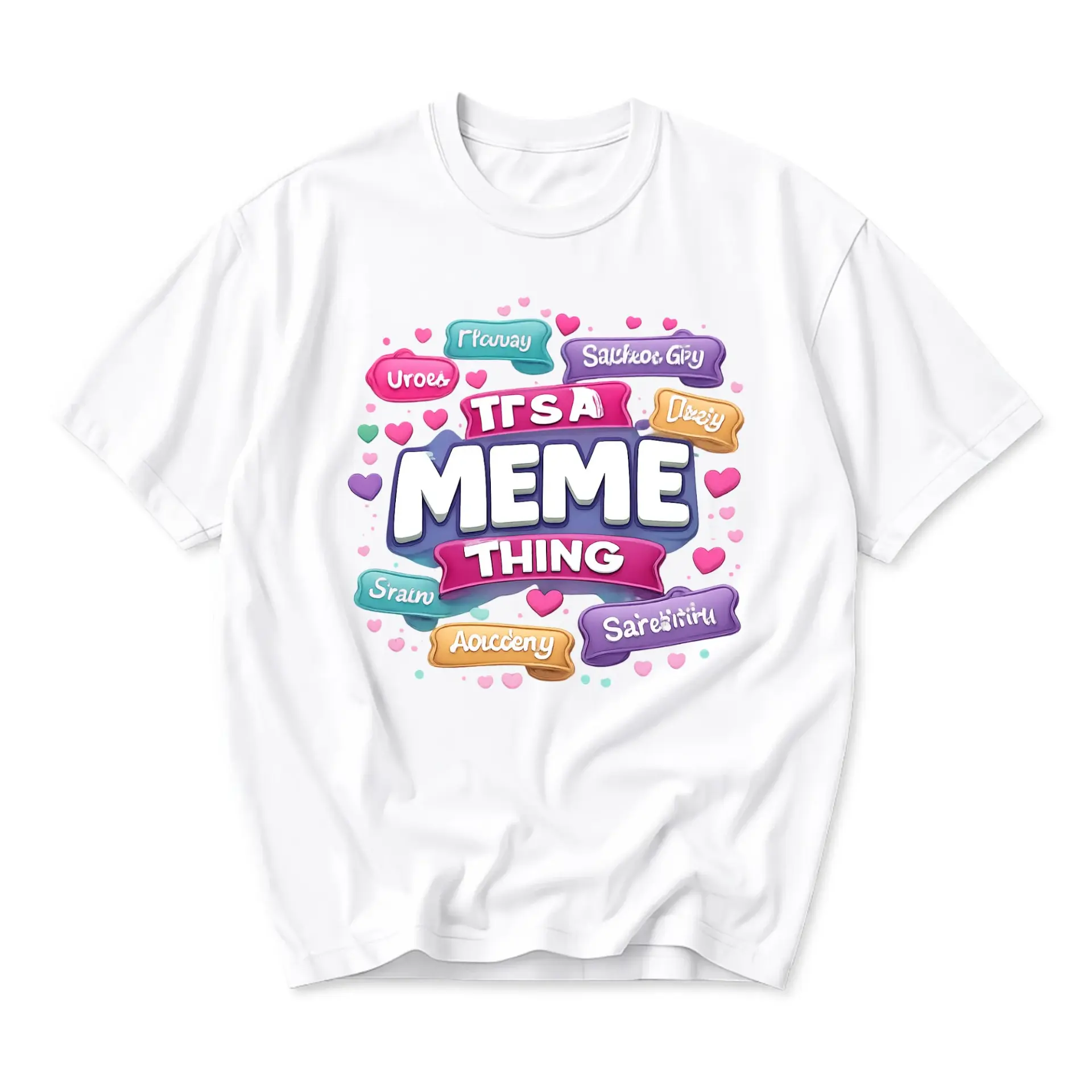 Graphic Tee Unisex Crew Neck T-Shirt Meme Thing Colorful Word Art Print