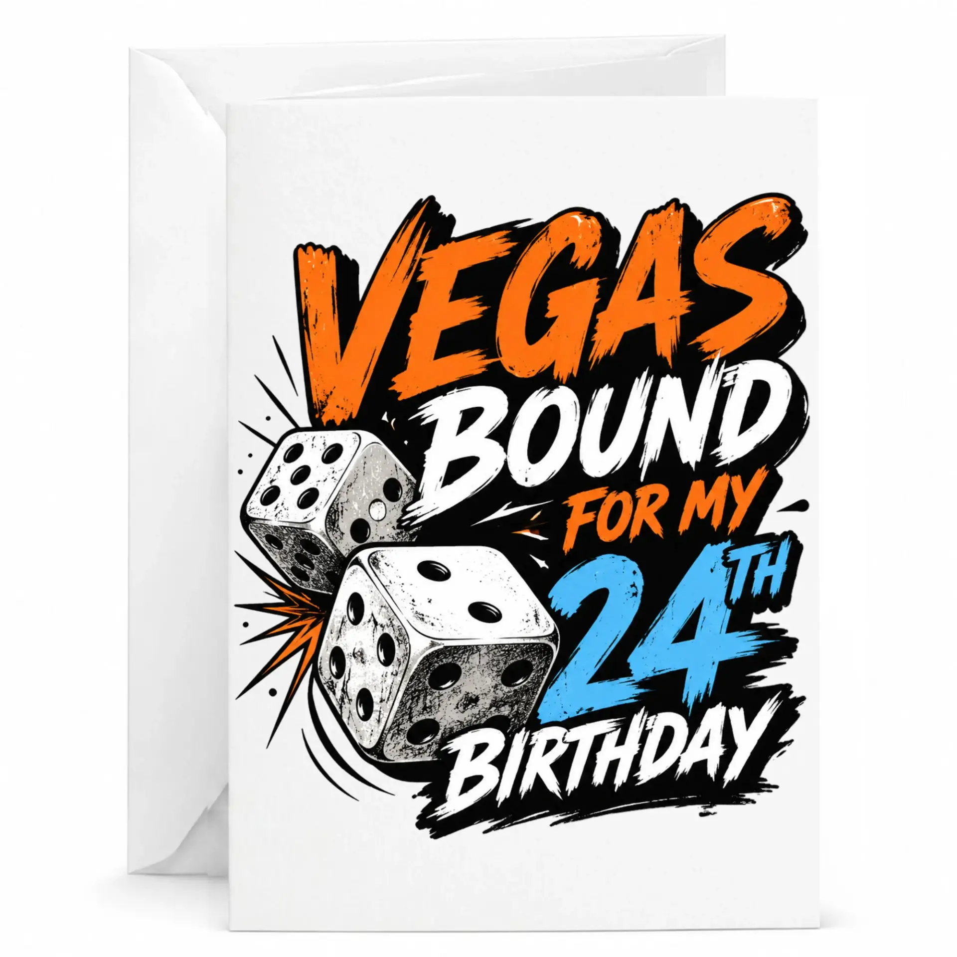 Birthday Card Vegas Bound for My 24th Birthday Funny Casino Theme Greeting Card for Twenty Fourth Birthday Celebration