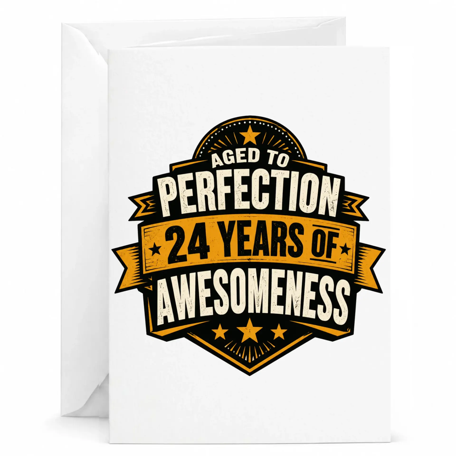 Birthday Card Aged to Perfection 24 Years of Awesomeness Funny Greeting Card for Milestone Twenty Fourth Celebration