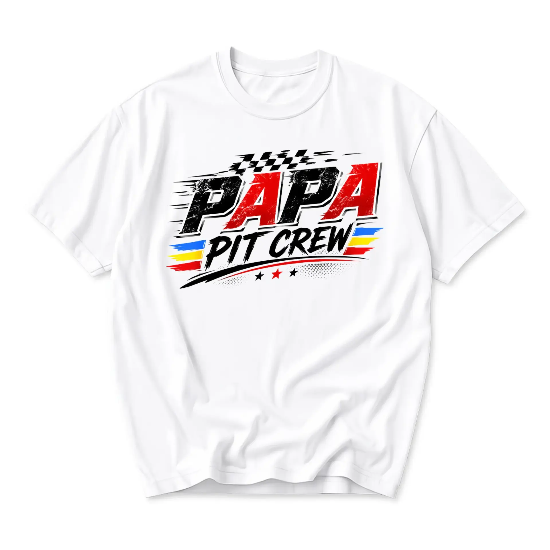 Funny Shirt Papa Pit Crew Racing Graphic Tee Casual Unisex Short Sleeve Crew Neck Top for Automotive Enthusiasts