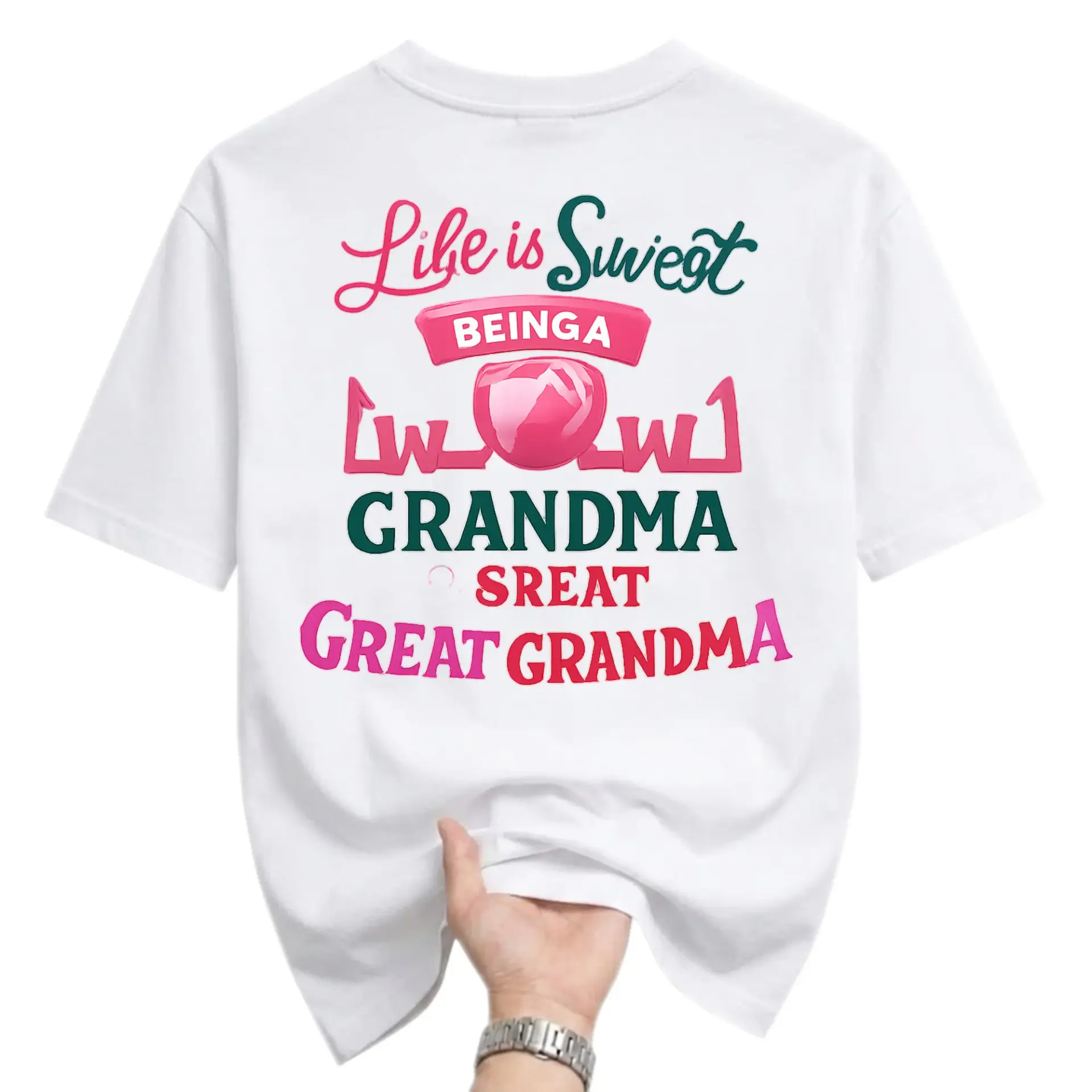 Funny Shirt Life Is Sweet Being a Grandma Great Graphic Tee Casual Short Sleeve Unisex Cotton Blend Crew Neck Top