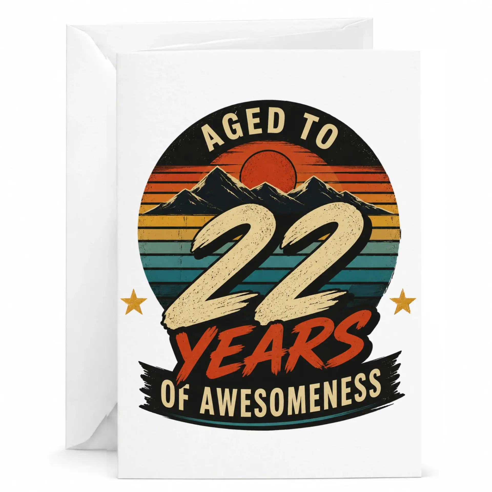 Birthday Card 22nd Birthday Gift Funny Aged to 22 Years of Awesomeness Greeting Card with Matching White Envelope