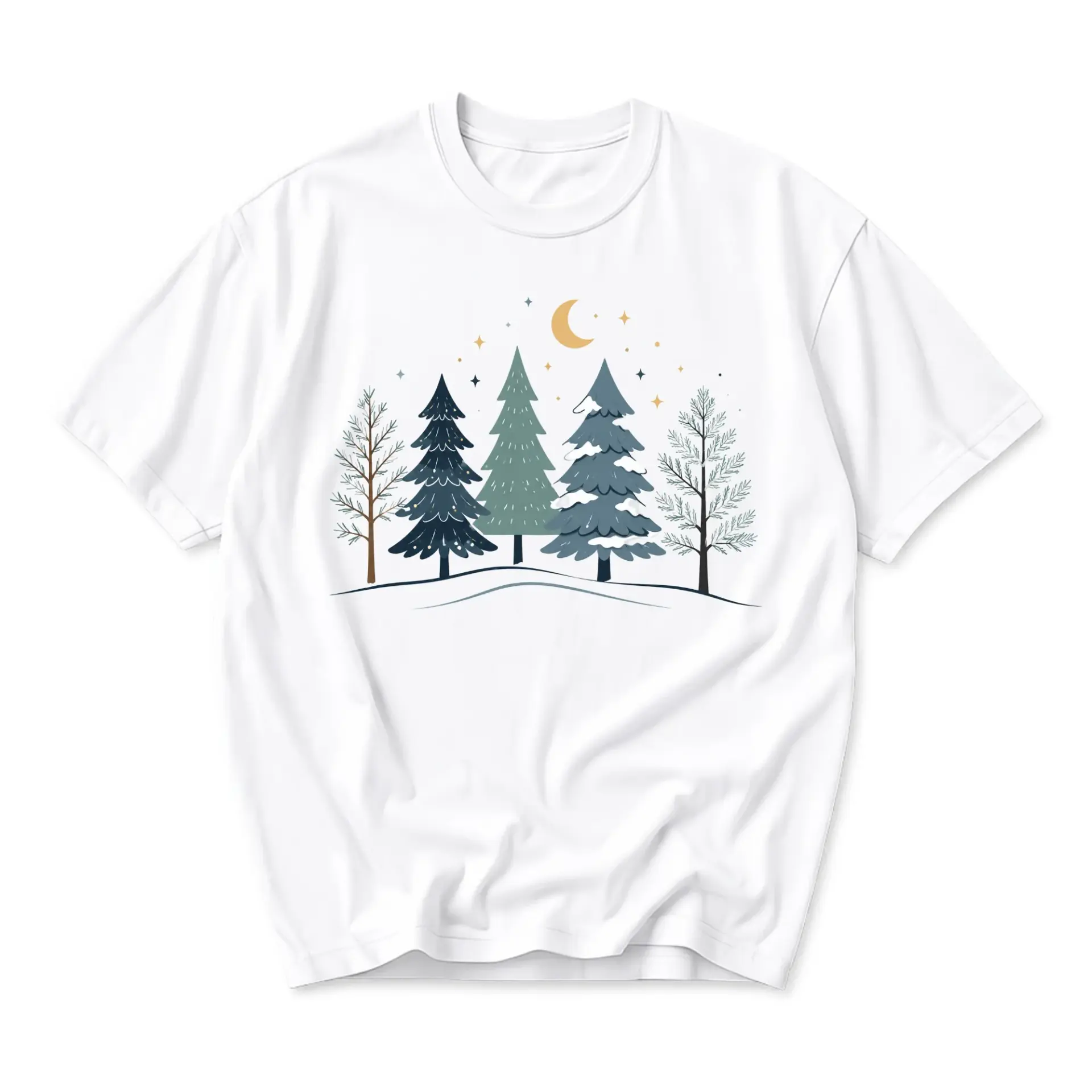 Graphic Tee Unisex Crew Neck Short Sleeve Shirt Inspired Forest Night Sky