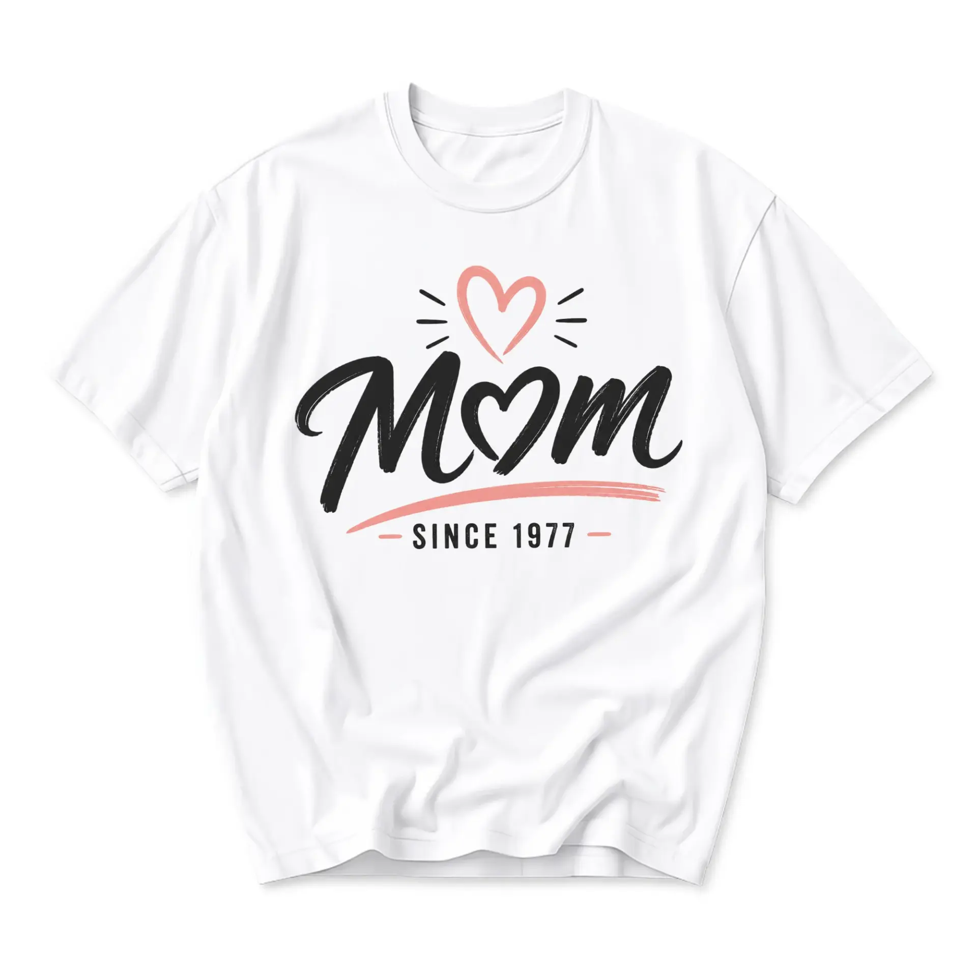 T-shirt Mom Since 1977 Graphic Printed Casual Tee Soft Cotton Blend