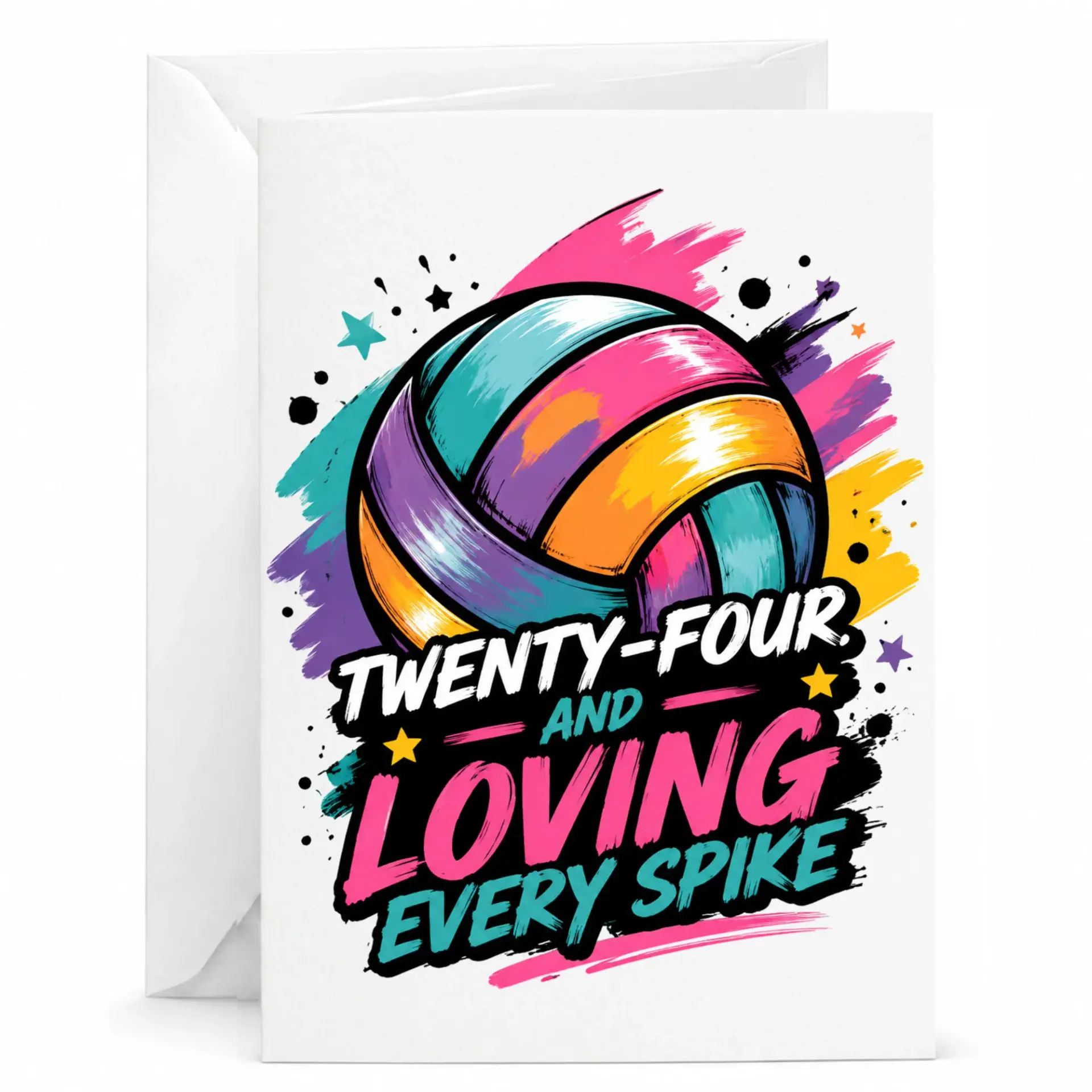Greeting Card Twenty-Four and Loving Every Spike Volleyball Design for Sports Enthusiasts Professional Stationery