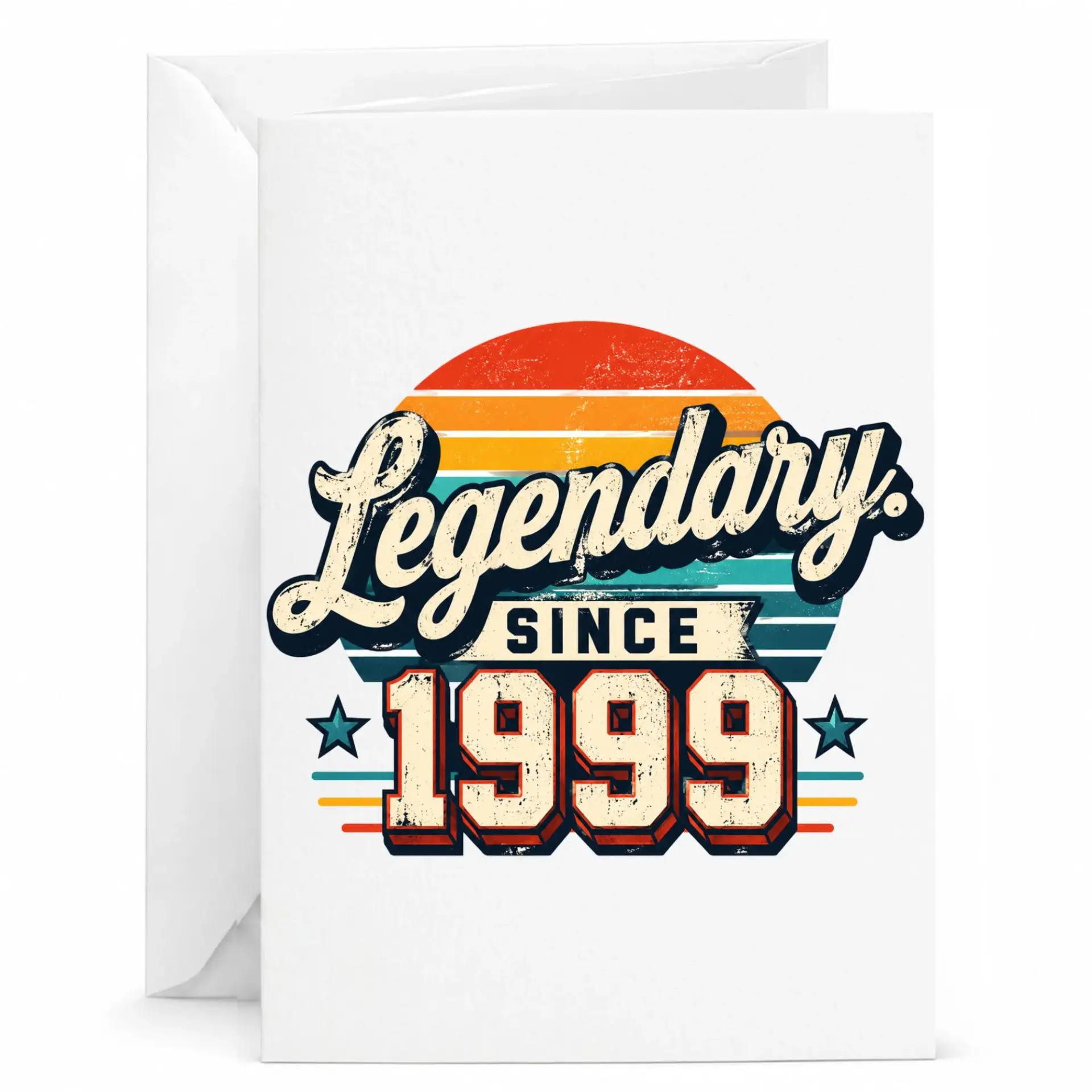 Greeting Card Legendary Since 1999 Vintage Retro Style Birthday Anniversary Milestone Celebration 5x7 Folded Note Card