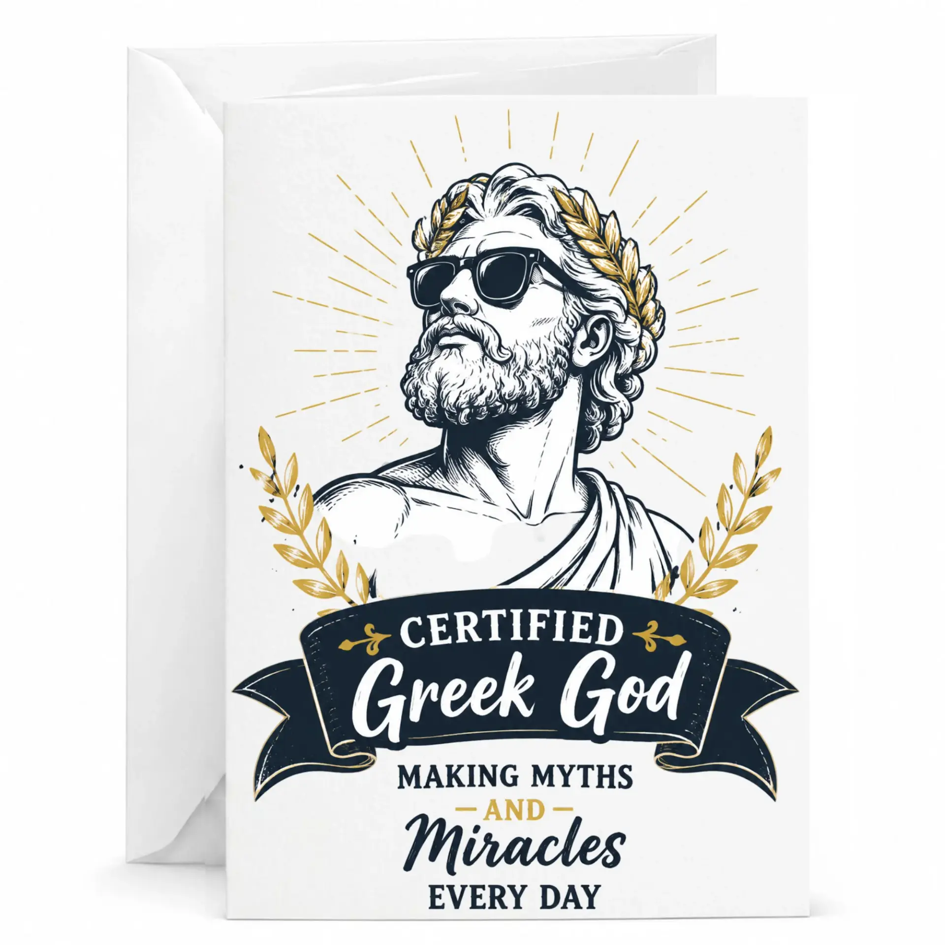 Funny Greeting Card Certified God Making Myths and Miracles for Friends Family Coworkers Birthday