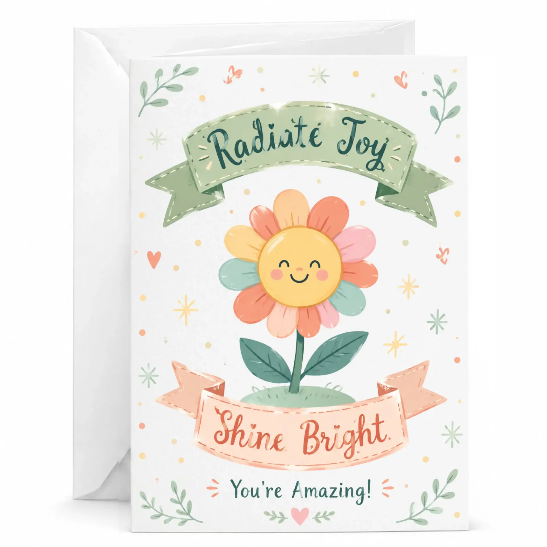 Greeting Card Bright Floral Design Positive Encouragement Note for Any