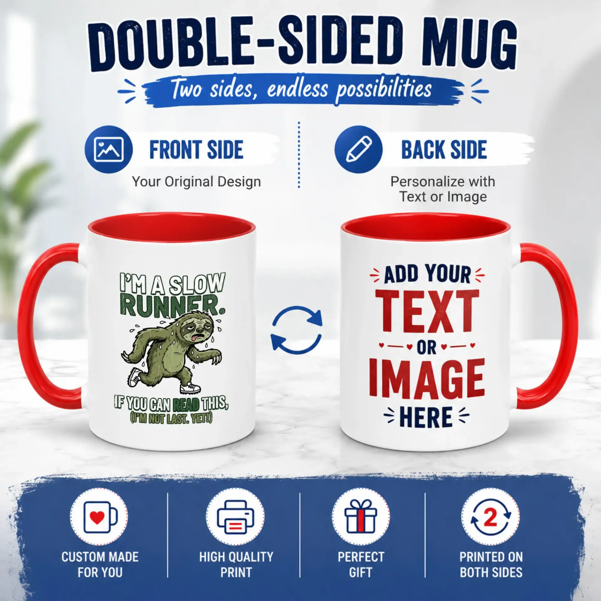 Funny Ceramic Coffee Mug Featuring Exhausted Sloth Runner Design, Humorous Slow Jogger Themed Drinkware for Friends and Family Gift