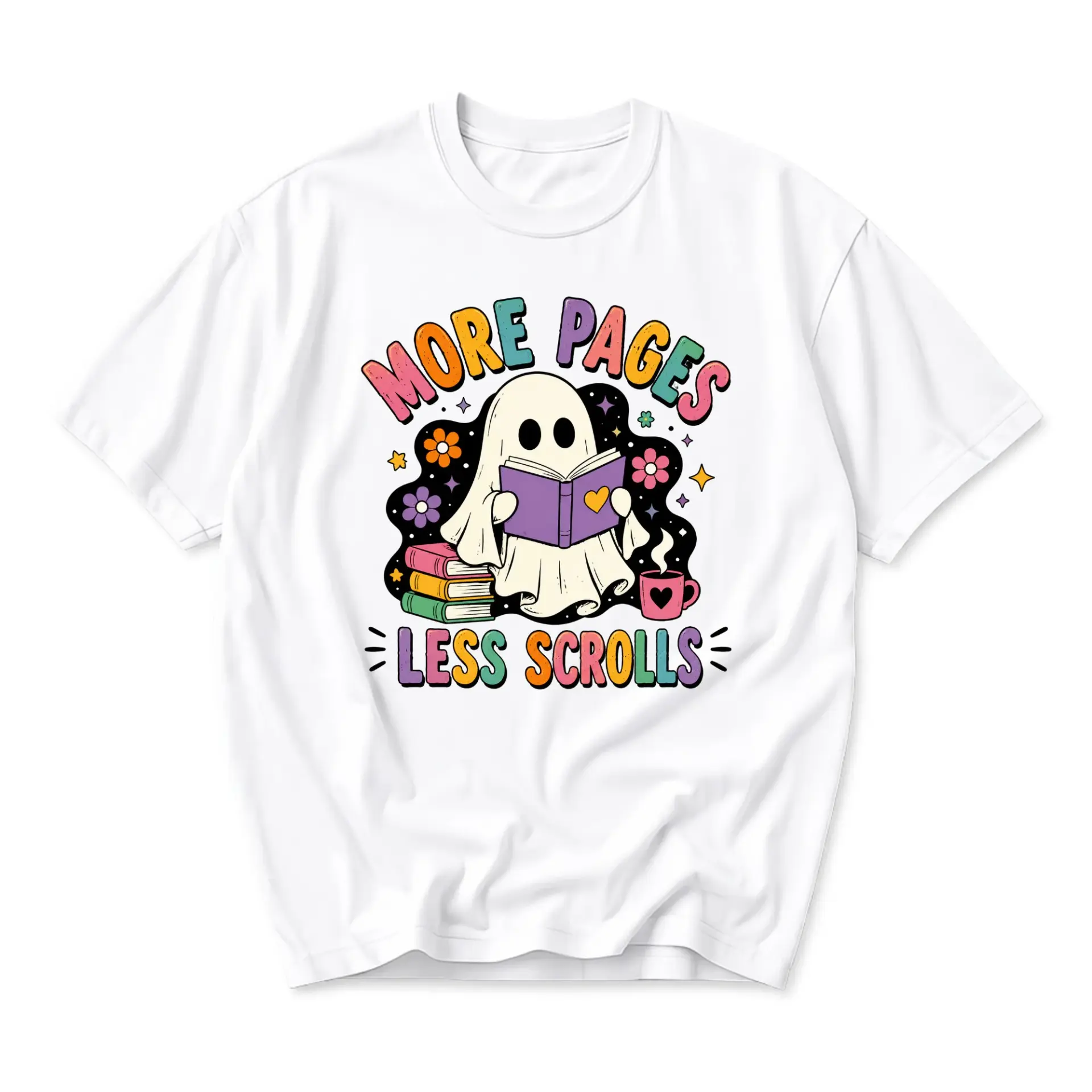 Graphic Tee More Pages Less Scrolls Book Lover Shirt Unisex Crew Neck Casual Reading Enthusiast Apparel Retro Style Top