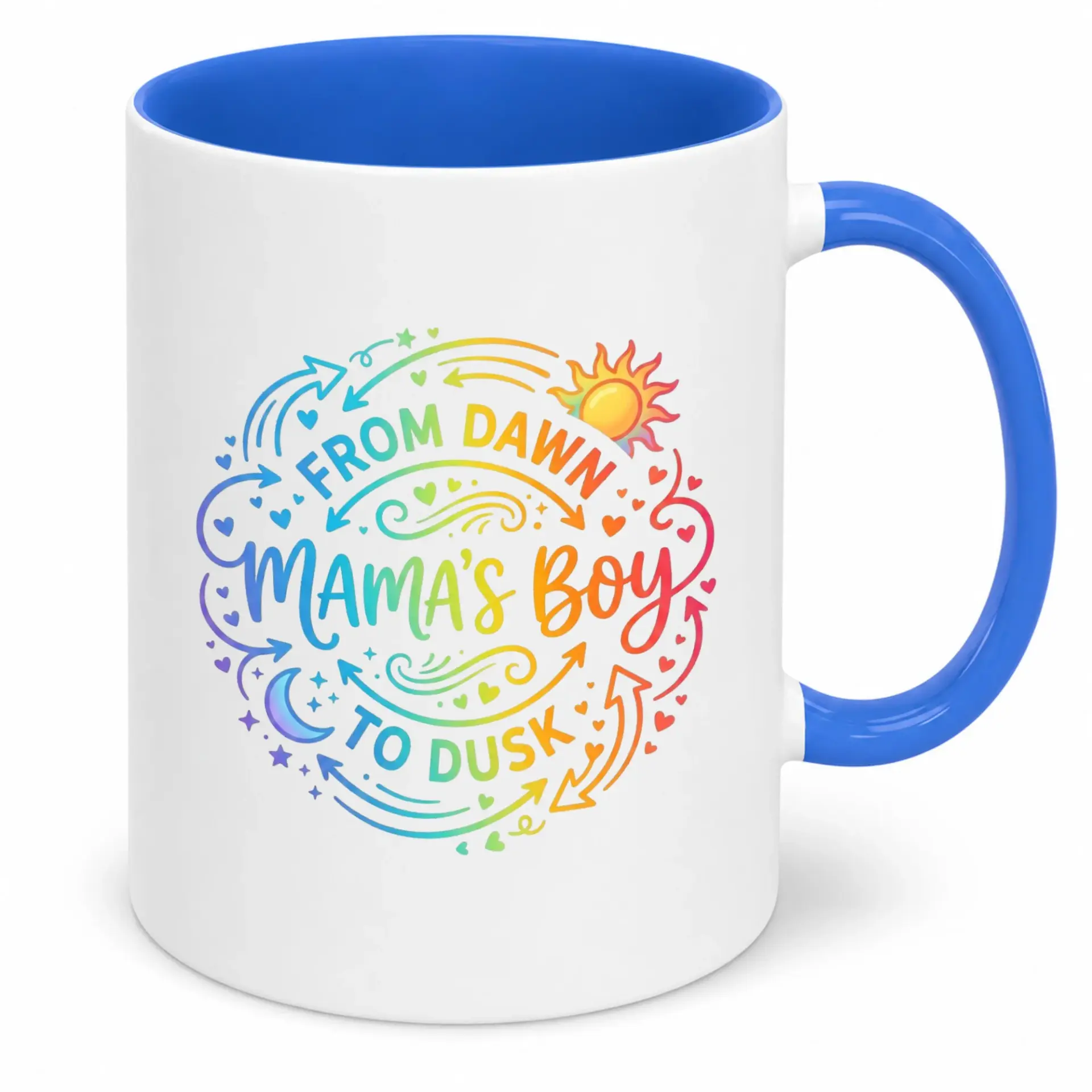 Mama's Boy Coffee Mug Rainbow "from to Dusk" Ceramic Drinkware Unique Mother Son Gift Durable Kitchen Beverage Cup