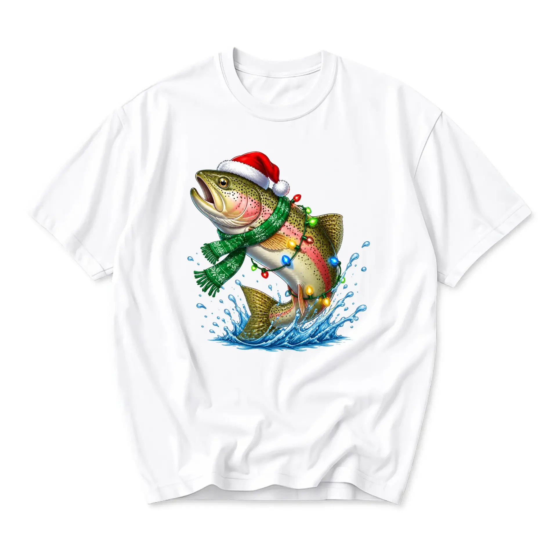 Graphic Tee Unisex Holiday Fishing Shirt Christmas Trout T-Shirt Seasonal