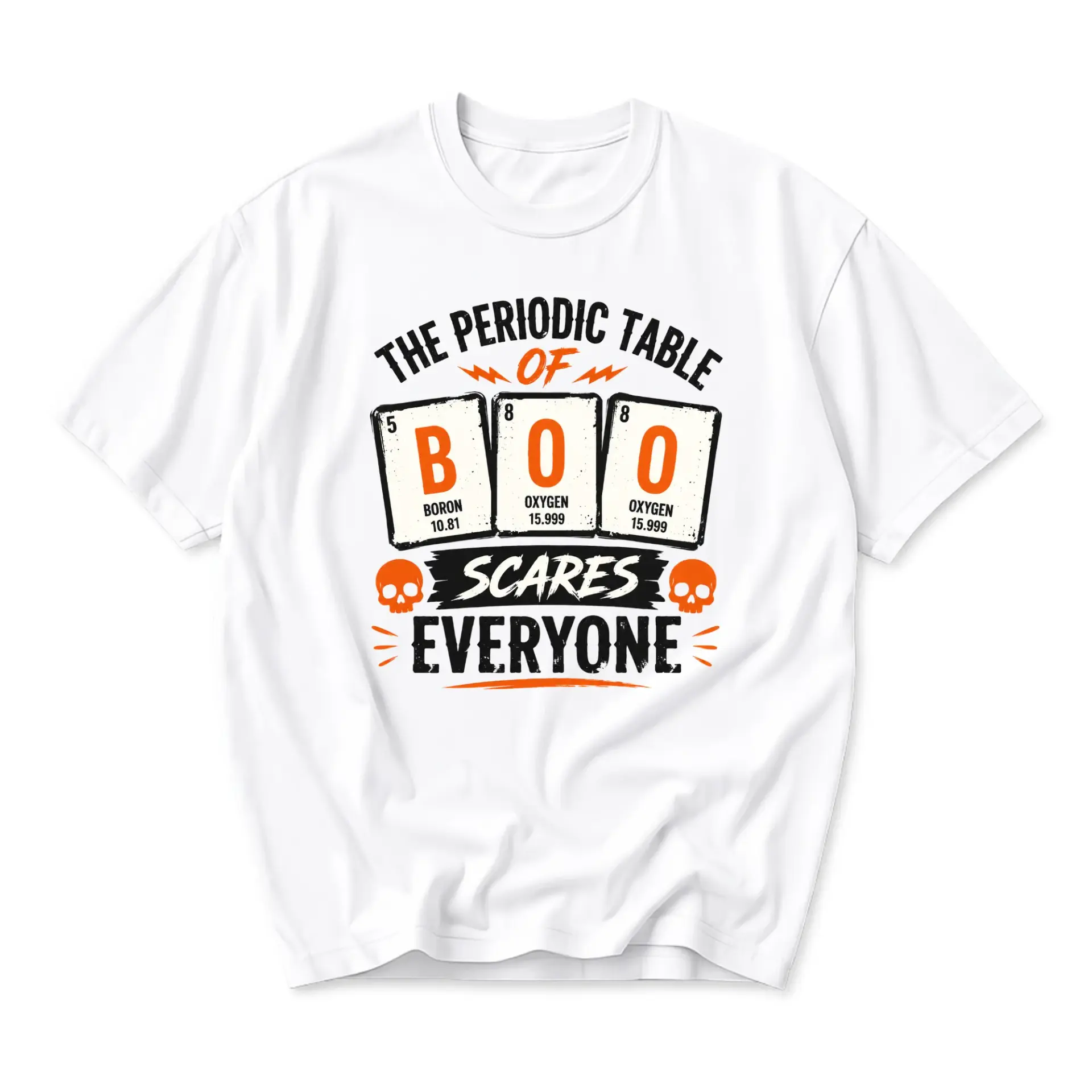 Funny Shirt Periodic Table of Boo Scares Everyone Graphic Printed Unisex Cotton Crew Neck Casual Short Sleeve Tee