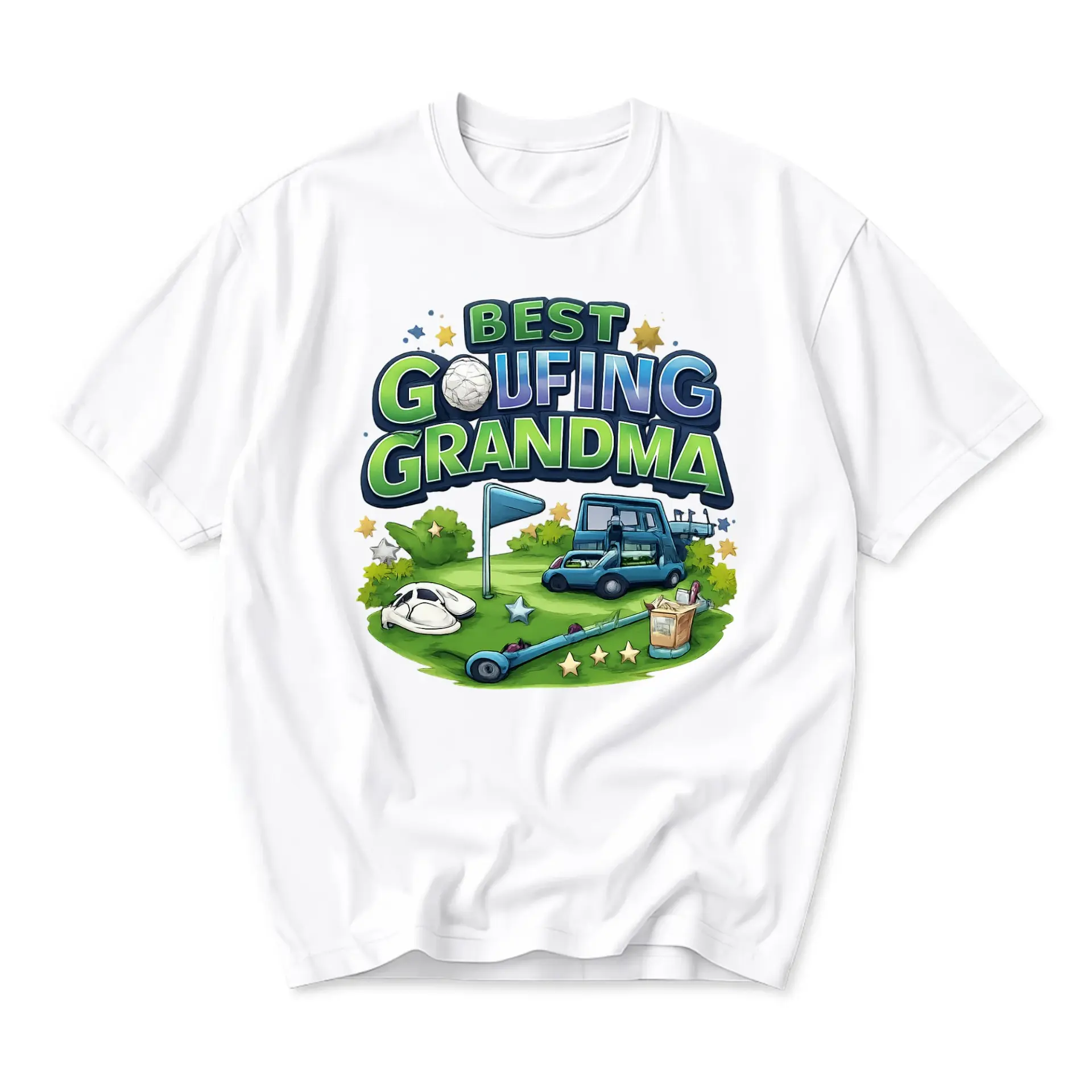 Funny Shirt Best Golfing Grandma Graphic Tee Casual Unisex Crew Neck Sporty
