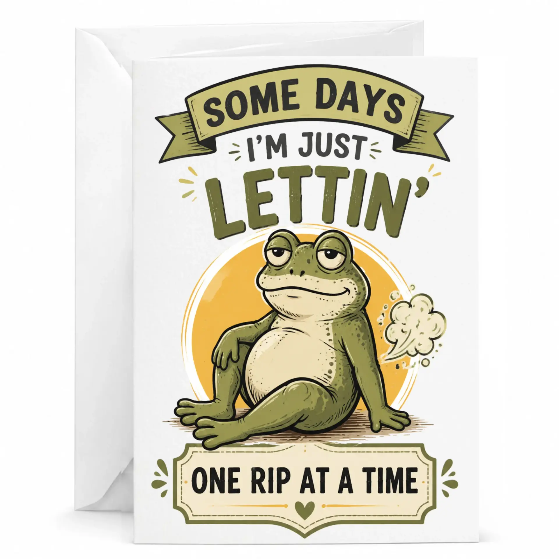 Funny Greeting Card Some Days I Am Just Lettin One at a Time Humorous Toad Pun Note for Friends and Family