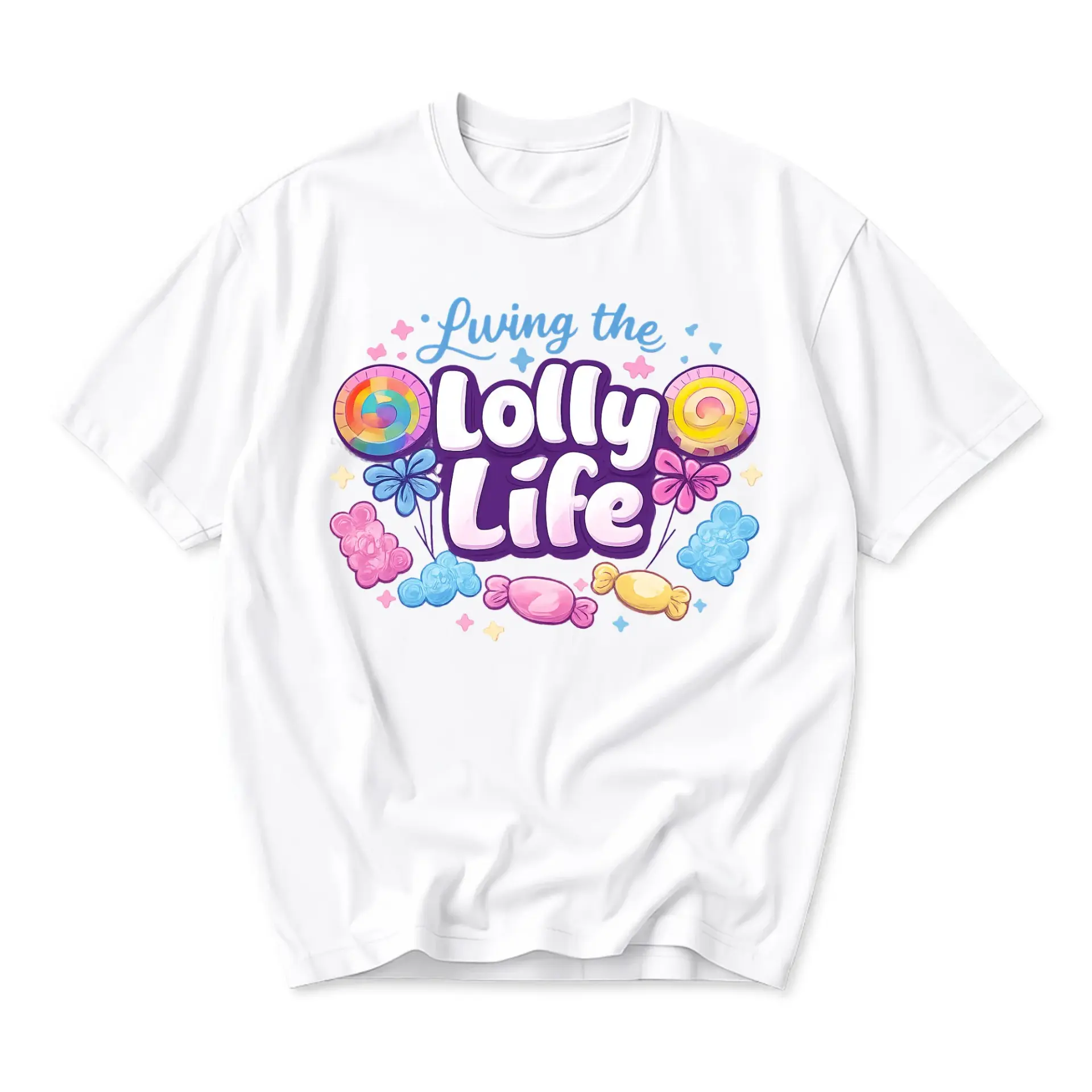 Graphic Tee Living the Cute Candy Aesthetic Unisex Crew Neck Casual Cotton