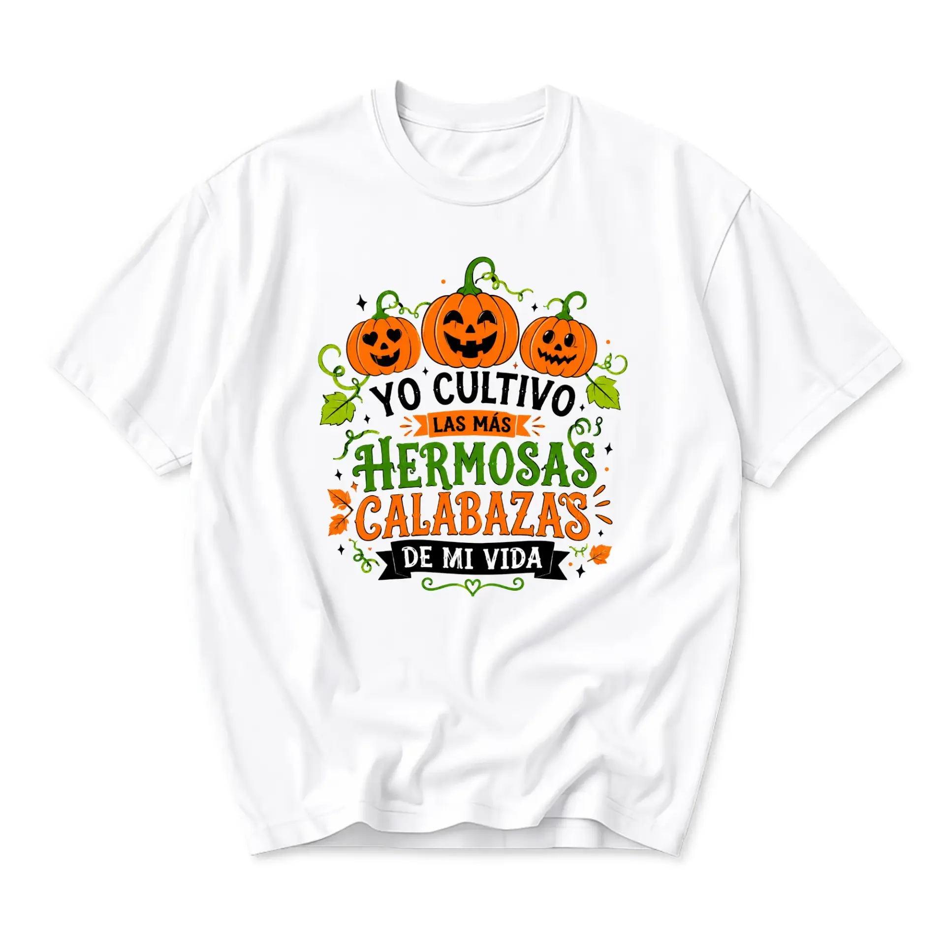 Graphic Tee Yo Cultivo Las Mas Hermosas Calabazas De Mi Vida Autumn Pumpkin Design Unisex Crew Neck Casual T-Shirt