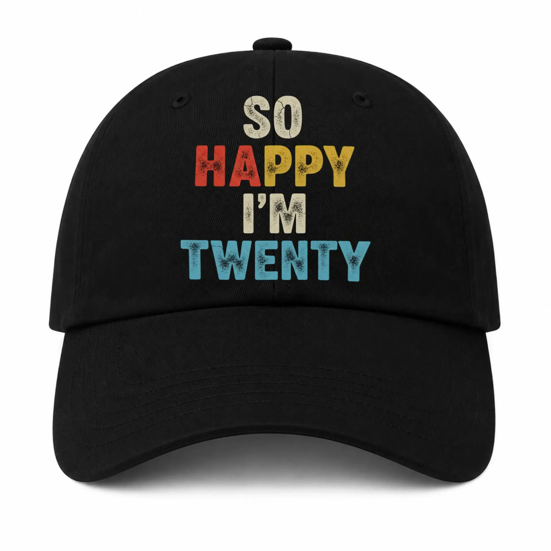 Baseball Cap so Happy I Am Twenty Vintage Retro Graphic Print Hat