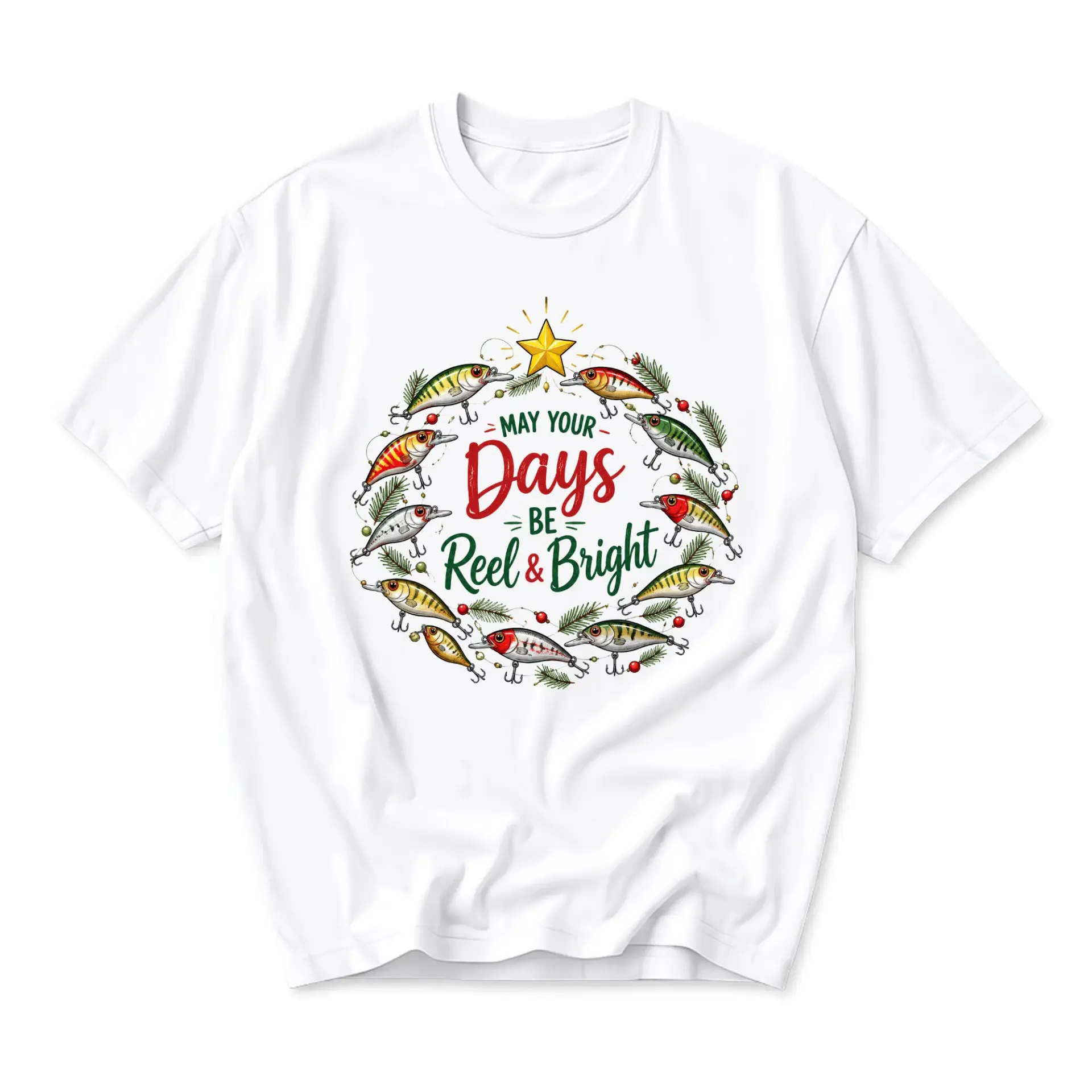 Graphic Tee Unisex Fishing Holiday Shirt May Your Days Be Reel and Bright