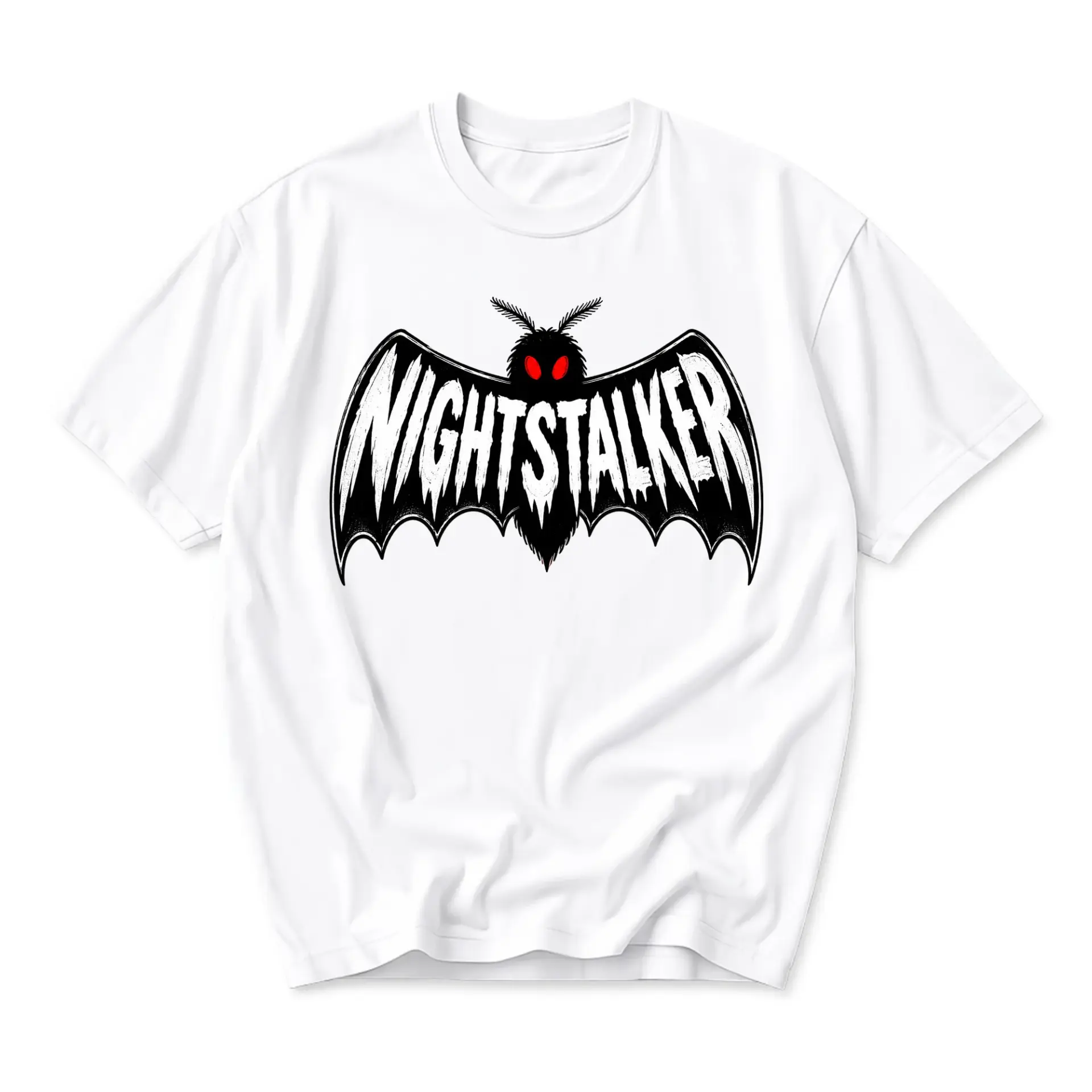 Graphic Tee Nightstalker Moth Illustration Unisex Crew Neck Cotton T-Shirt for Casual Everyday Streetwear Style
