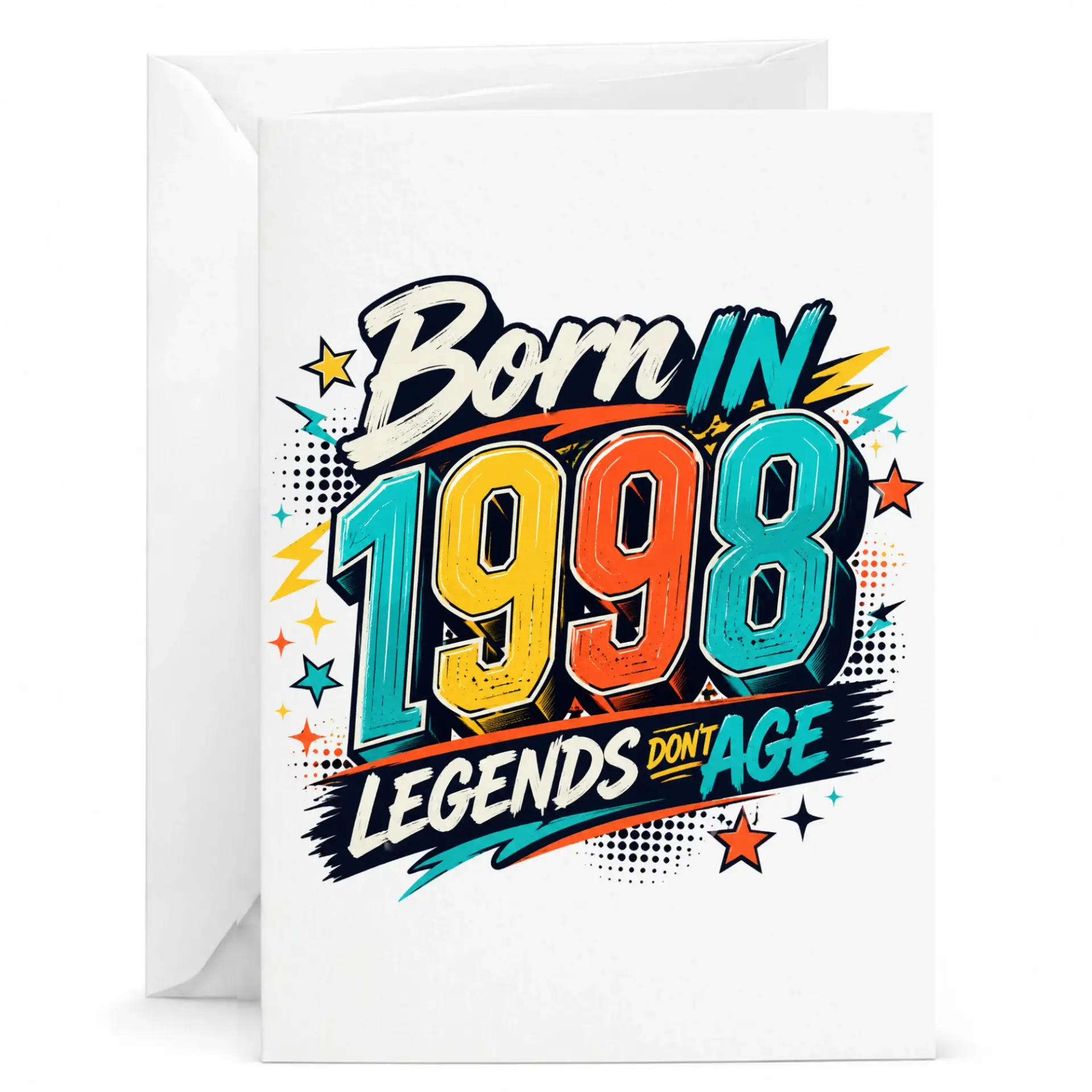 Funny Birthday Card Born in 1998 Legends Dont Age Greeting Card for Milestone Celebration 5x7 Inches