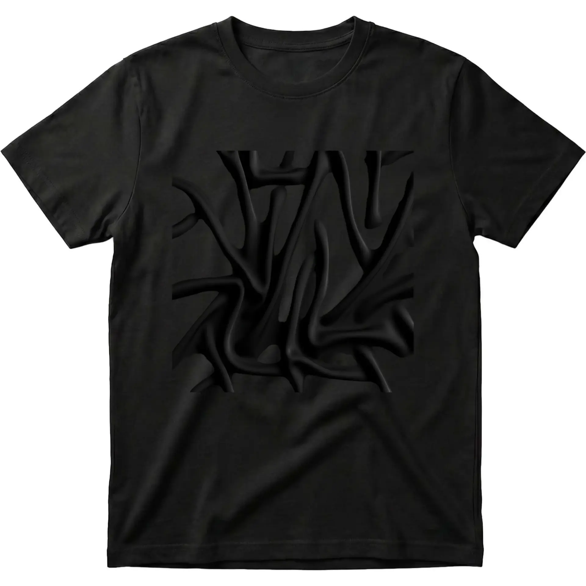 Graphic Tee Unisex Black Short Sleeve Shirt Featuring Abstract Minimalist Wavy Pattern Geometric Art Design