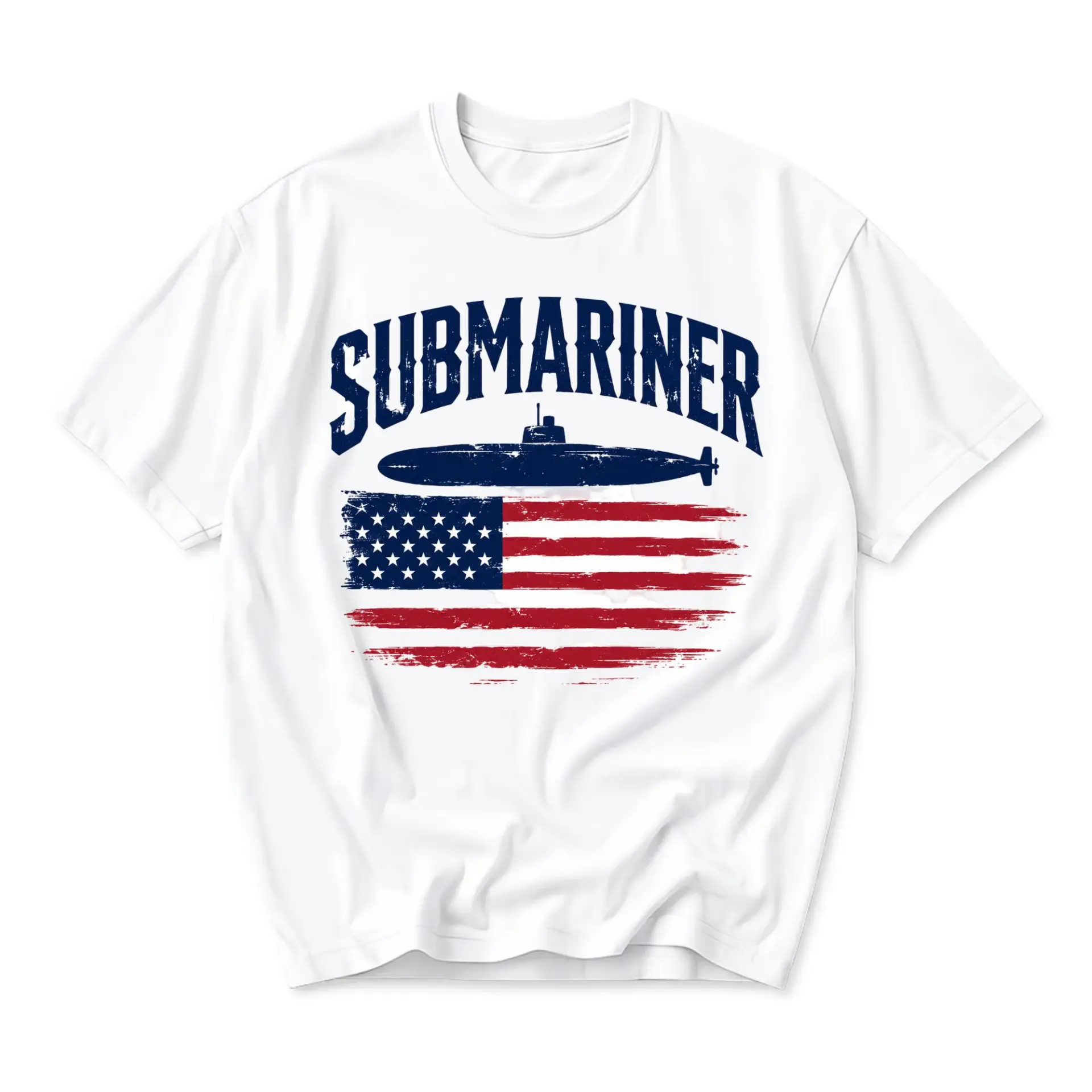 T-shirt Submariner Patriotic Graphic Tee with American Flag Design Unisex Casual Crew Neck Comfortable Apparel