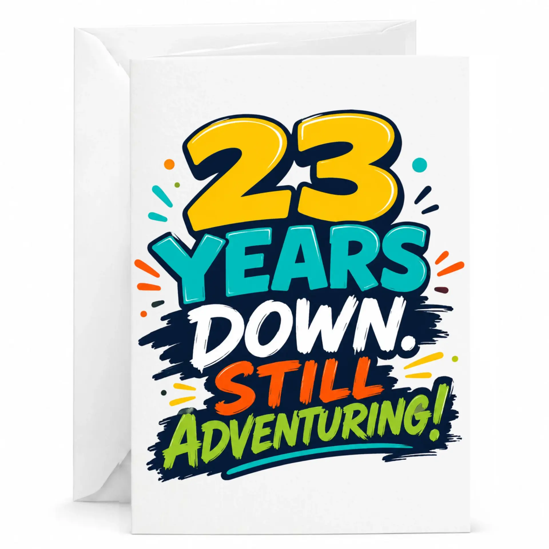 Birthday Card 23 Years Down Still Adventuring Anniversary Greeting Card for Couple or Friend with White Envelope Included