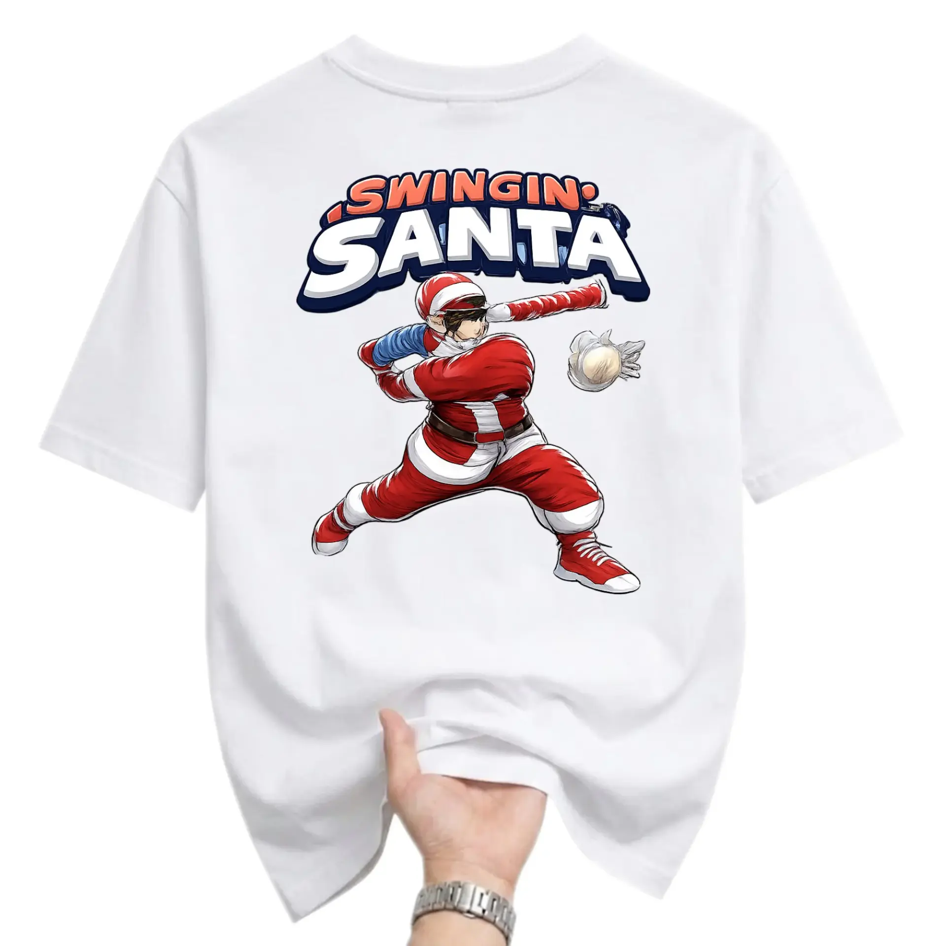 Graphic Tee Swingin Santa Baseball Unisex T-Shirt Seasonal Holiday Sports Casual Short Sleeve Cotton Crew Neck Top