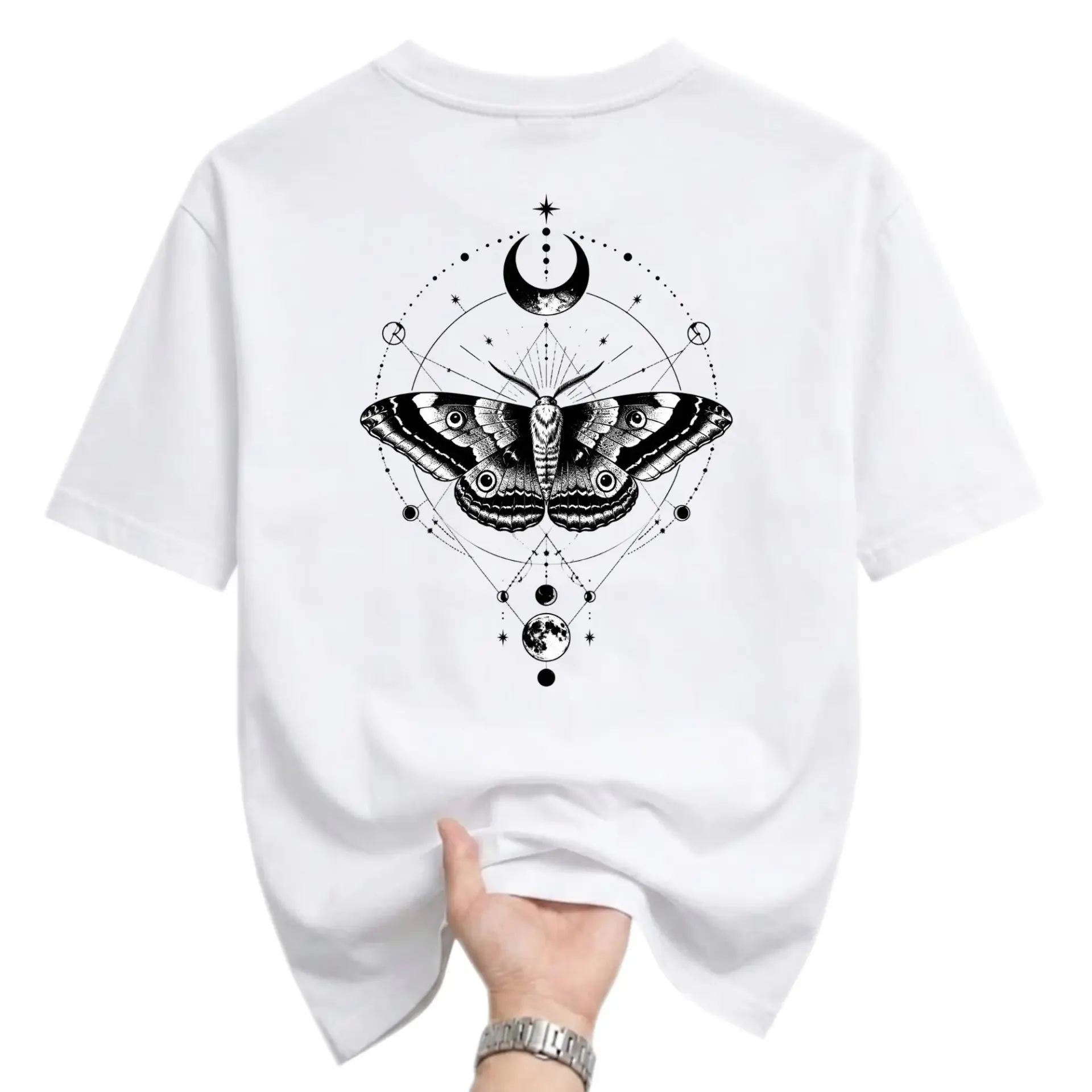 Graphic Tee Celestial Moth Art Print Unisex Crew Neck T-Shirt Soft Cotton Casual Everyday Apparel for Men and Women