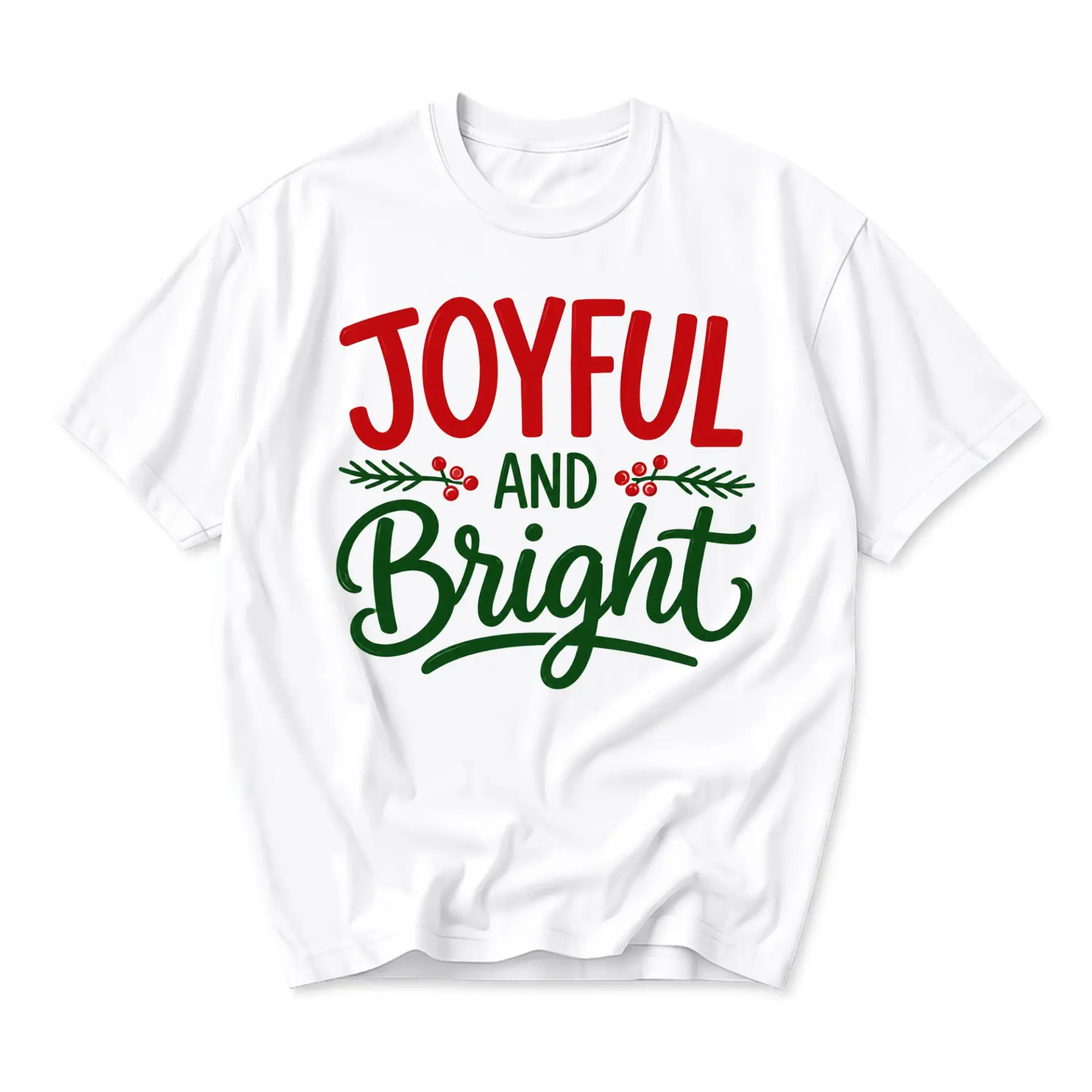 Graphic Tee Joyful and Bright Holiday Season Unisex Short Sleeve Shirt Comfortable Casual Everyday Crew Neck Apparel