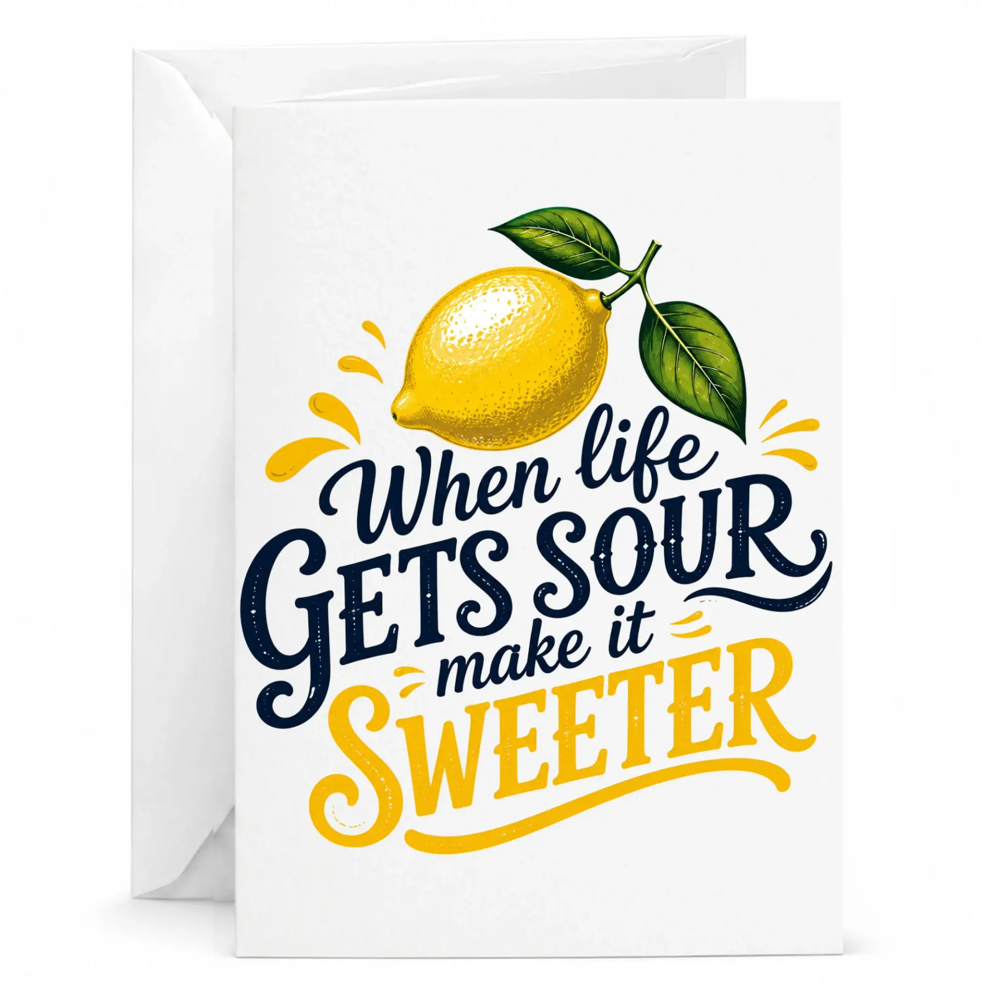 Funny Greeting Card When Life Gets Sour Make It Sweeter Motivational Lemon Illustration for Encouragement and Support