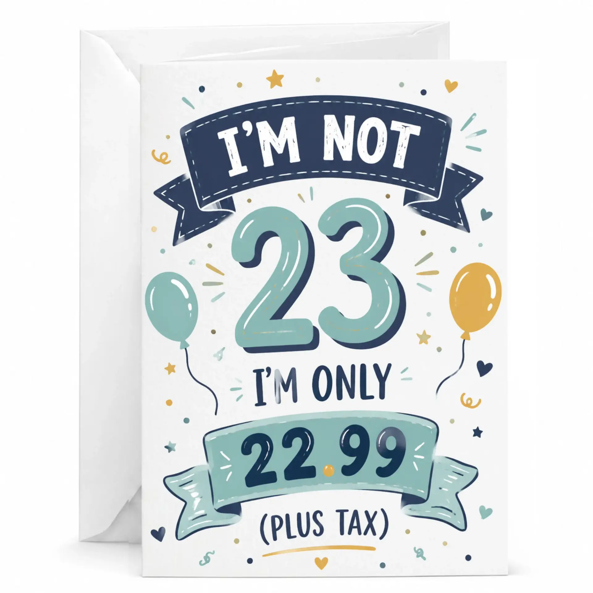 Funny Birthday Card for 23rd Birthday Celebration Featuring Witty Math Joke and Balloon Illustrations