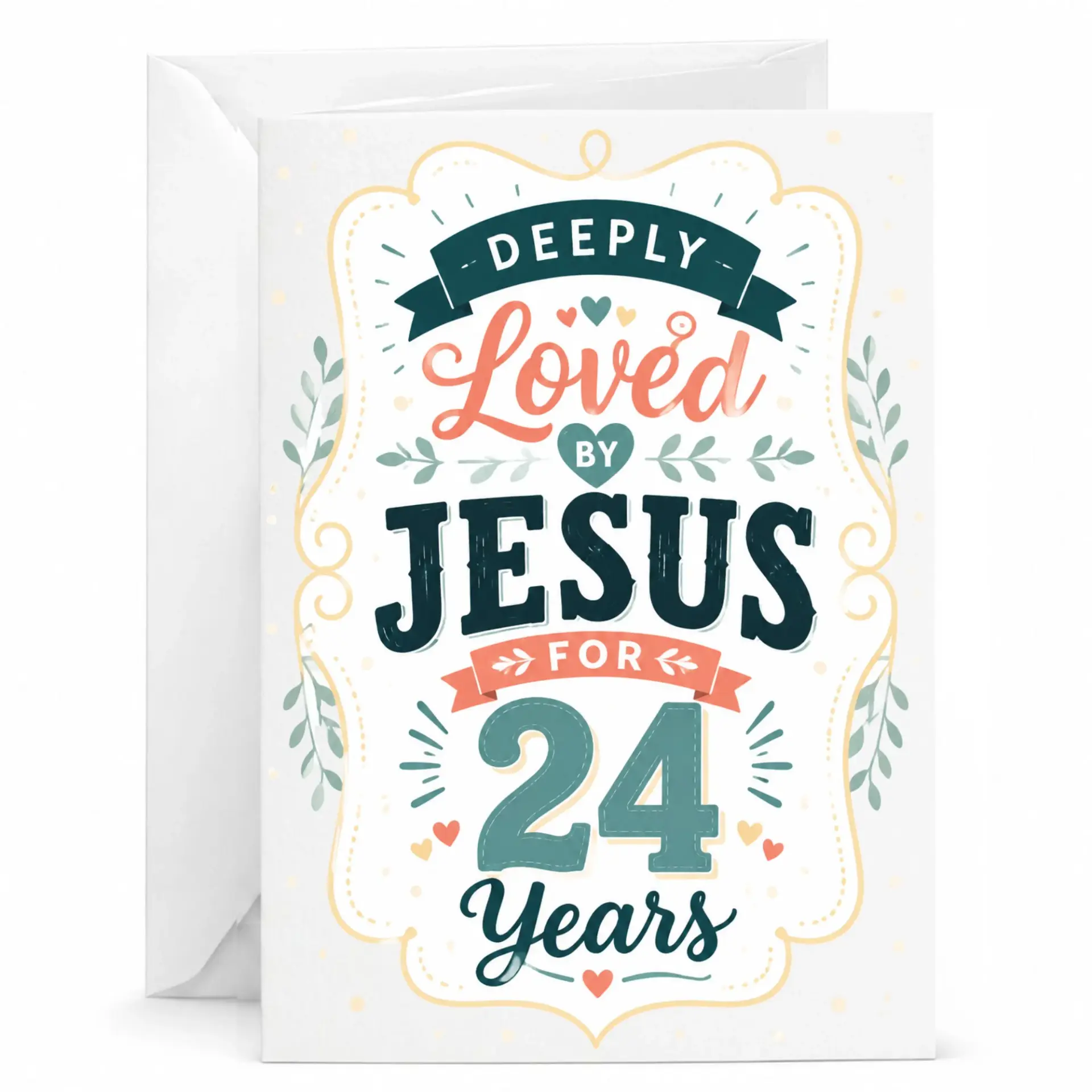Greeting Card Deeply Loved by Jesus for 24 Years Religious Birthday Message for Milestone Anniversary Celebration