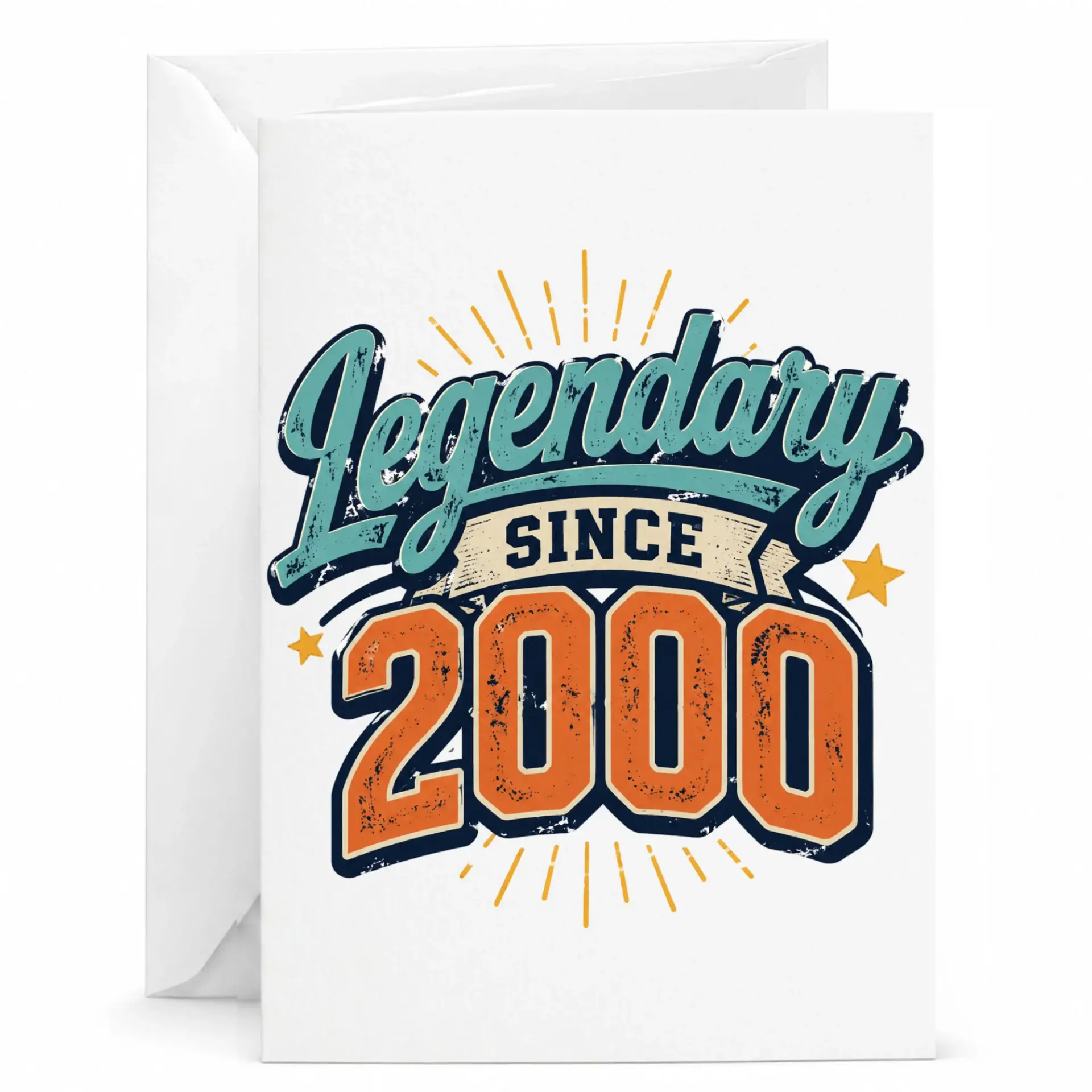 Birthday Card Legendary Since 2000 Retro Vintage Style Greeting Card for Milestone Celebration