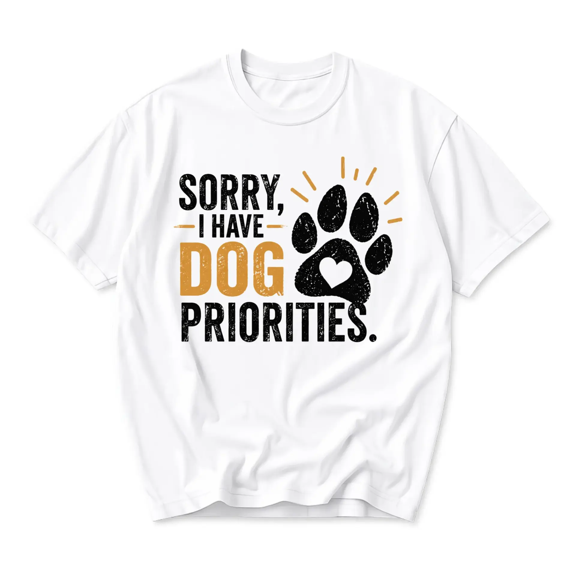 Funny Shirt I Have Dog Priorities Graphic Tee Casual Unisex Crew Neck Top