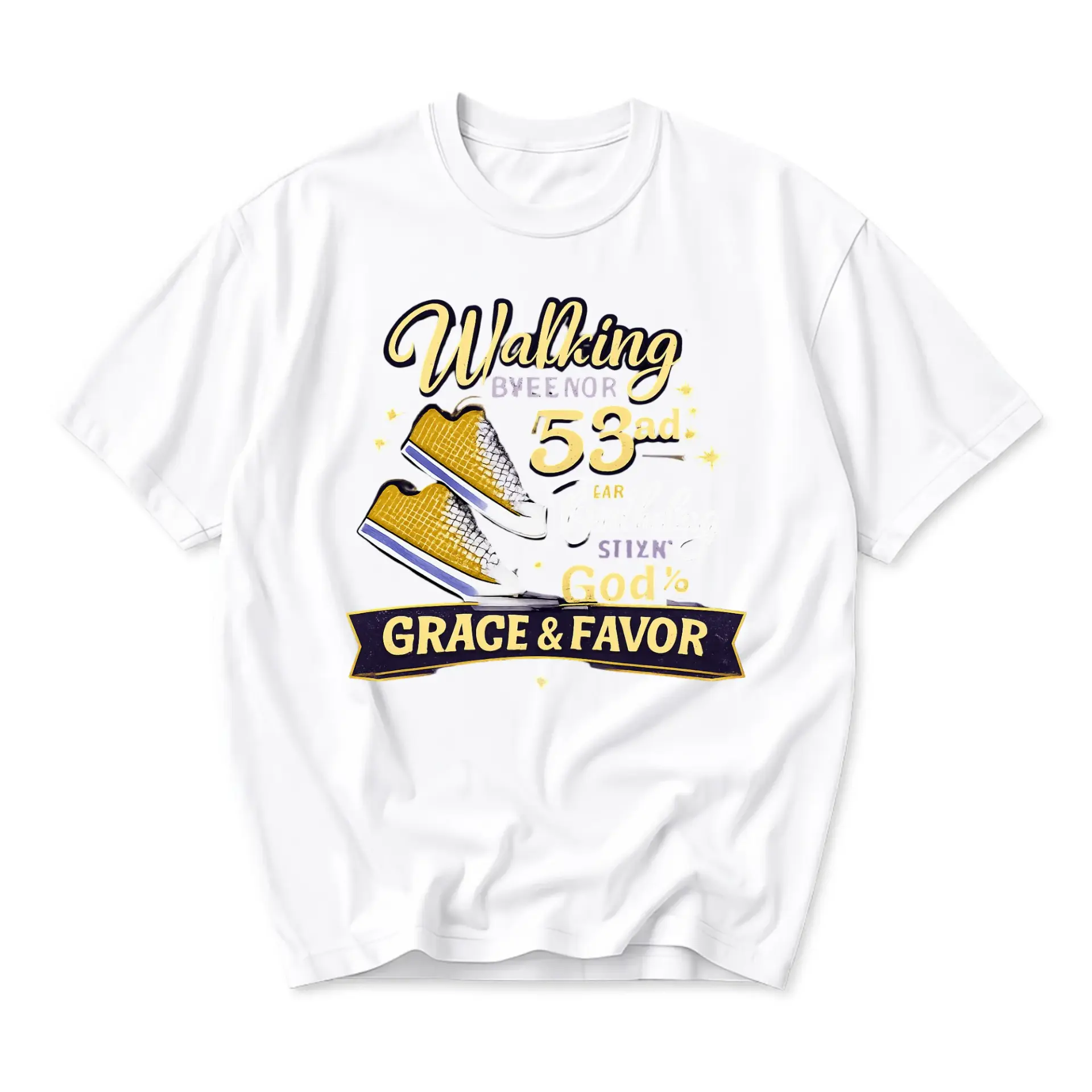 Graphic Tee Walking and Favor Inspirational Quote with Stylish Footwear