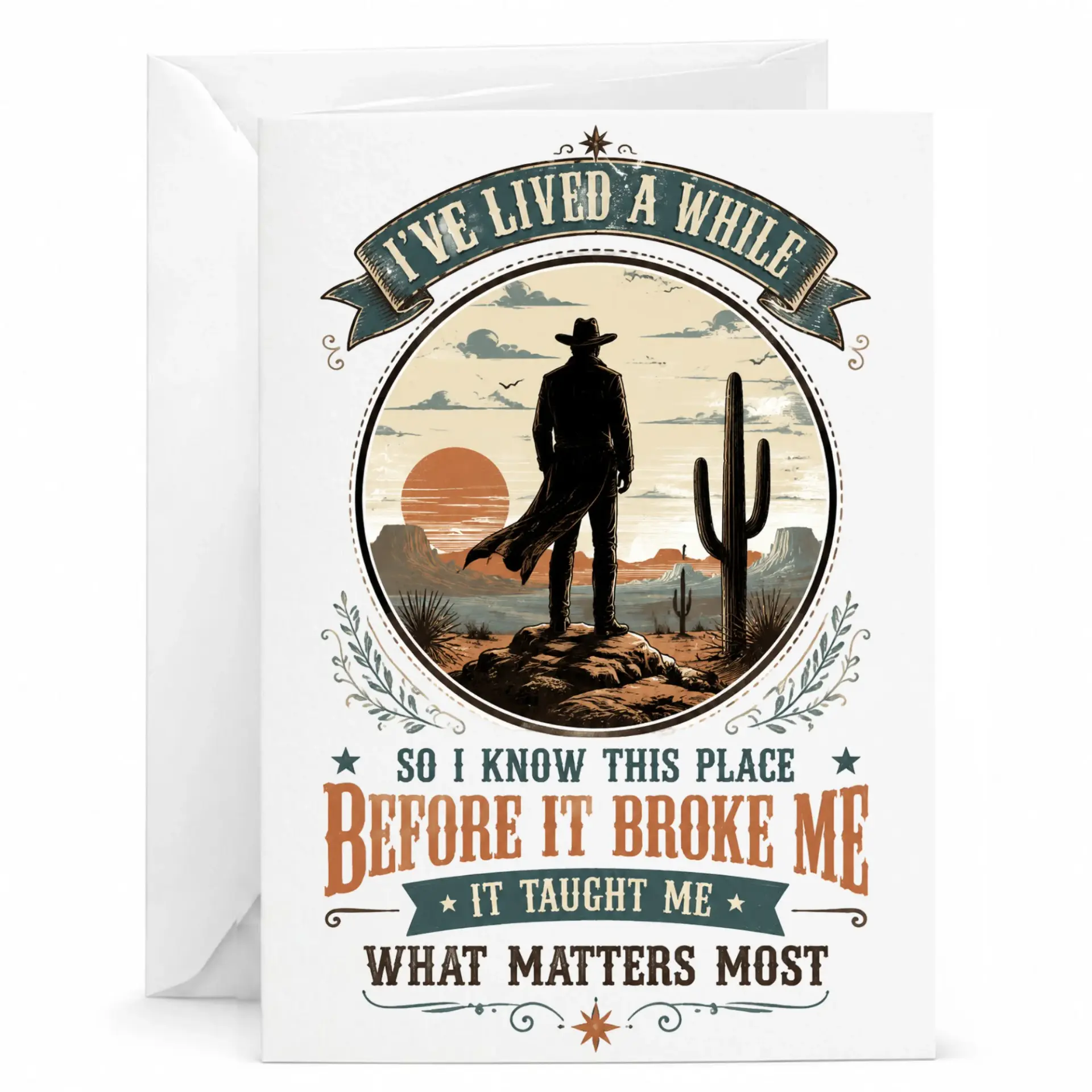 Funny Cowboy Greeting Card Style Inspirational Note for Birthday Anniversary or