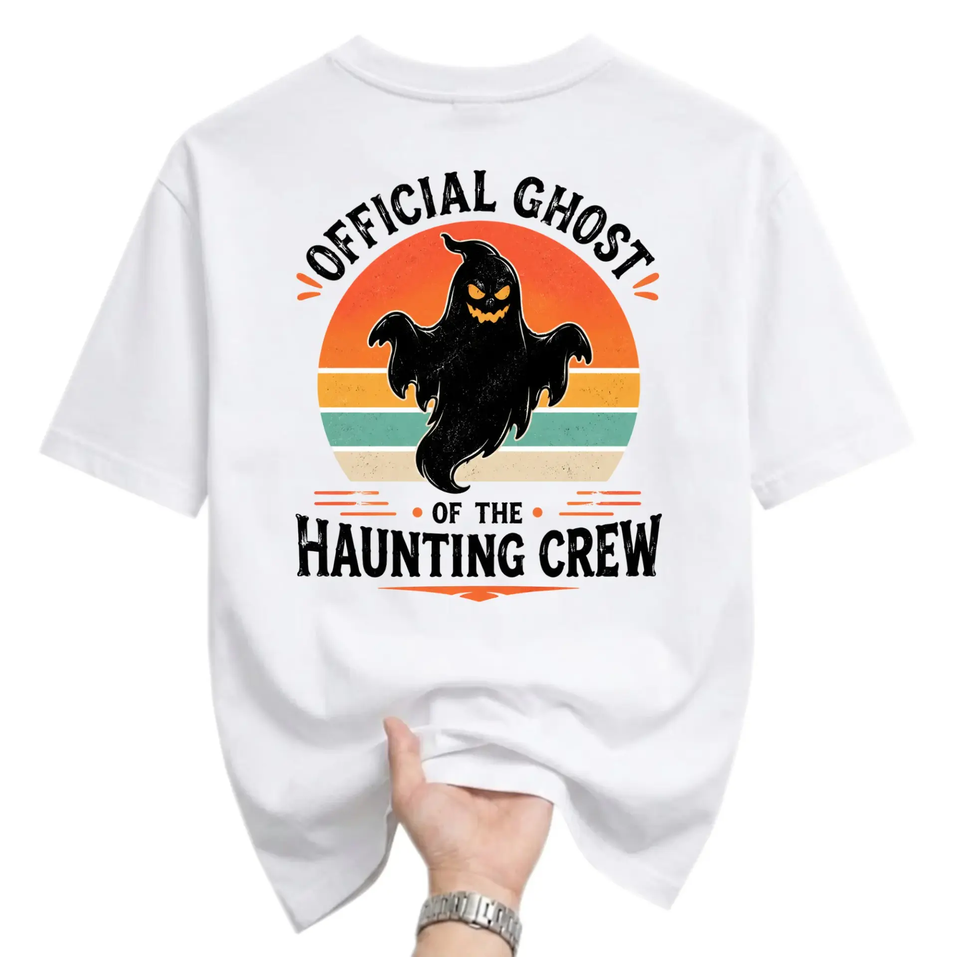 Funny Shirt Official Ghost of the Haunting Crew Graphic Tee Vintage Style Retro Sunset Illustration Unisex Crew Neck