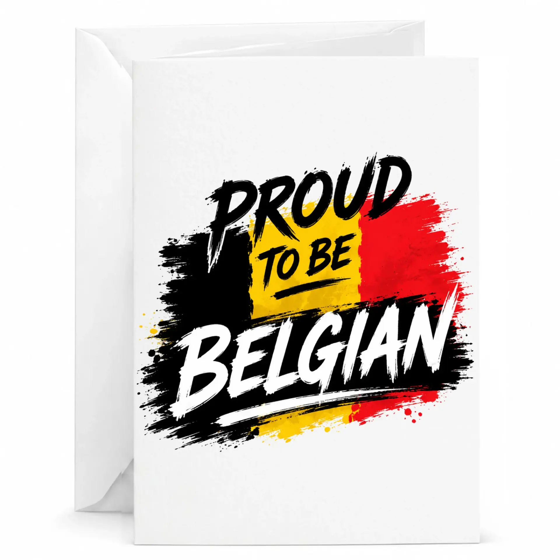 Greeting Card Proud to Be Belgian National Pride Design Printed Stationery for Special Occasions and Celebration Events