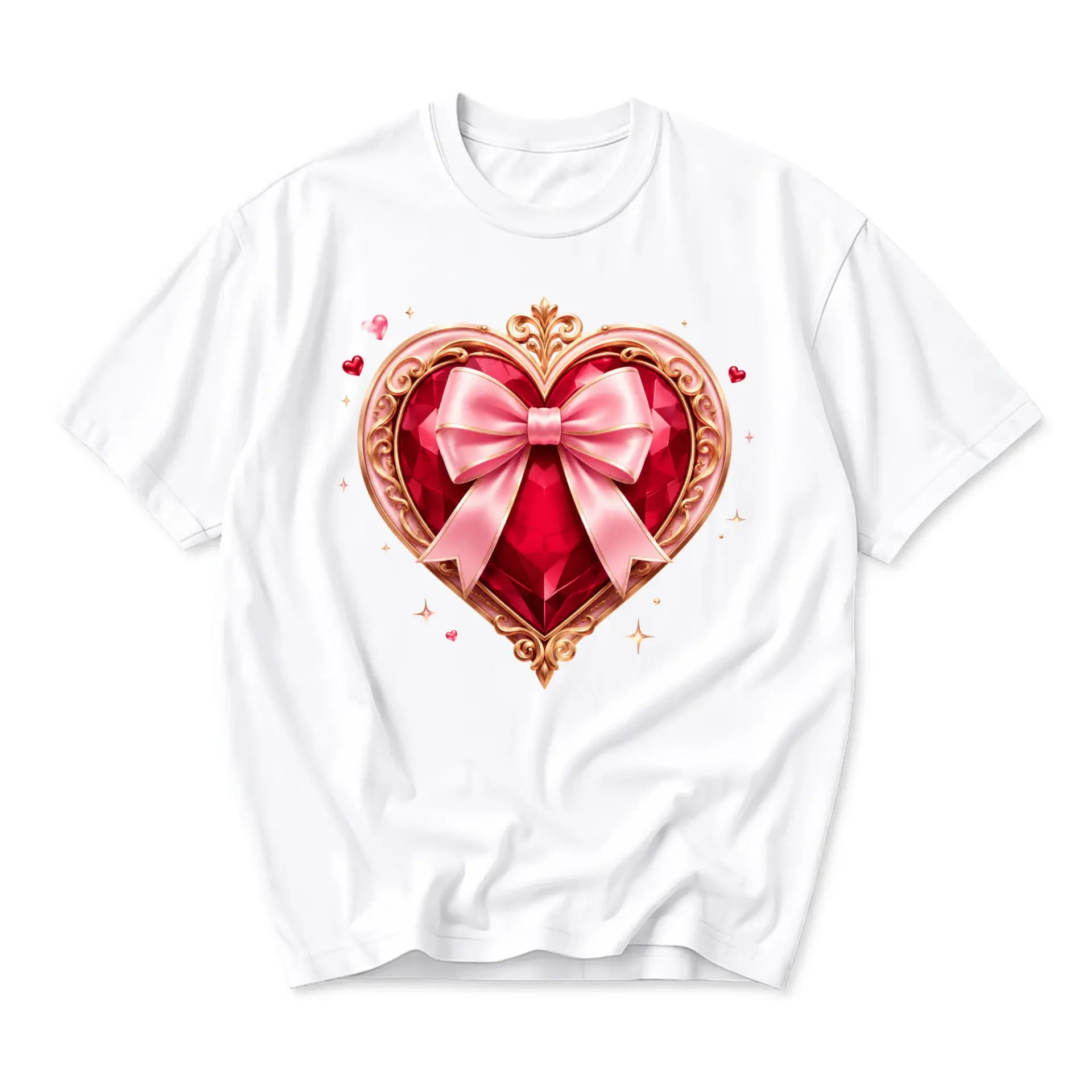 Graphic Tee Heart Ornament Design Unisex Cotton Shirt Cute Romantic Aesthetic Casual Everyday Short Sleeve Top Apparel
