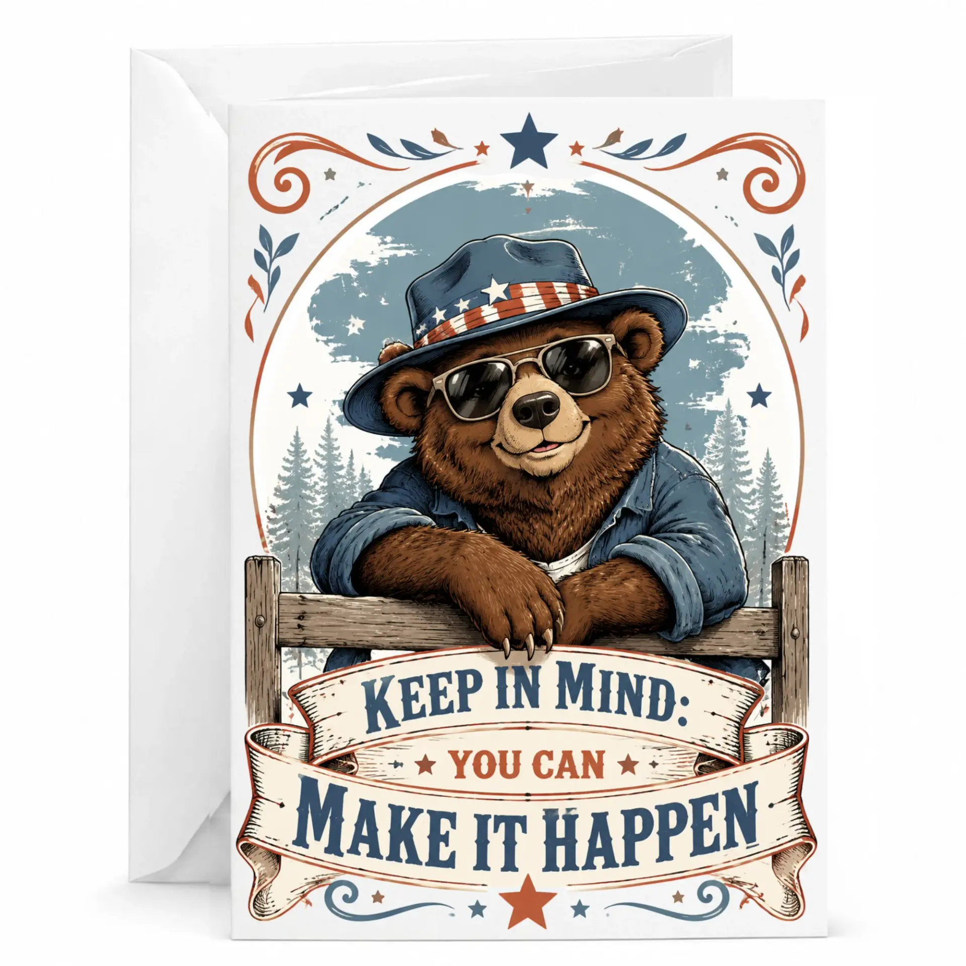 Inspirational Greeting Card Featuring a Cool Bear Design with Motivational Quote for Encouragement and Support