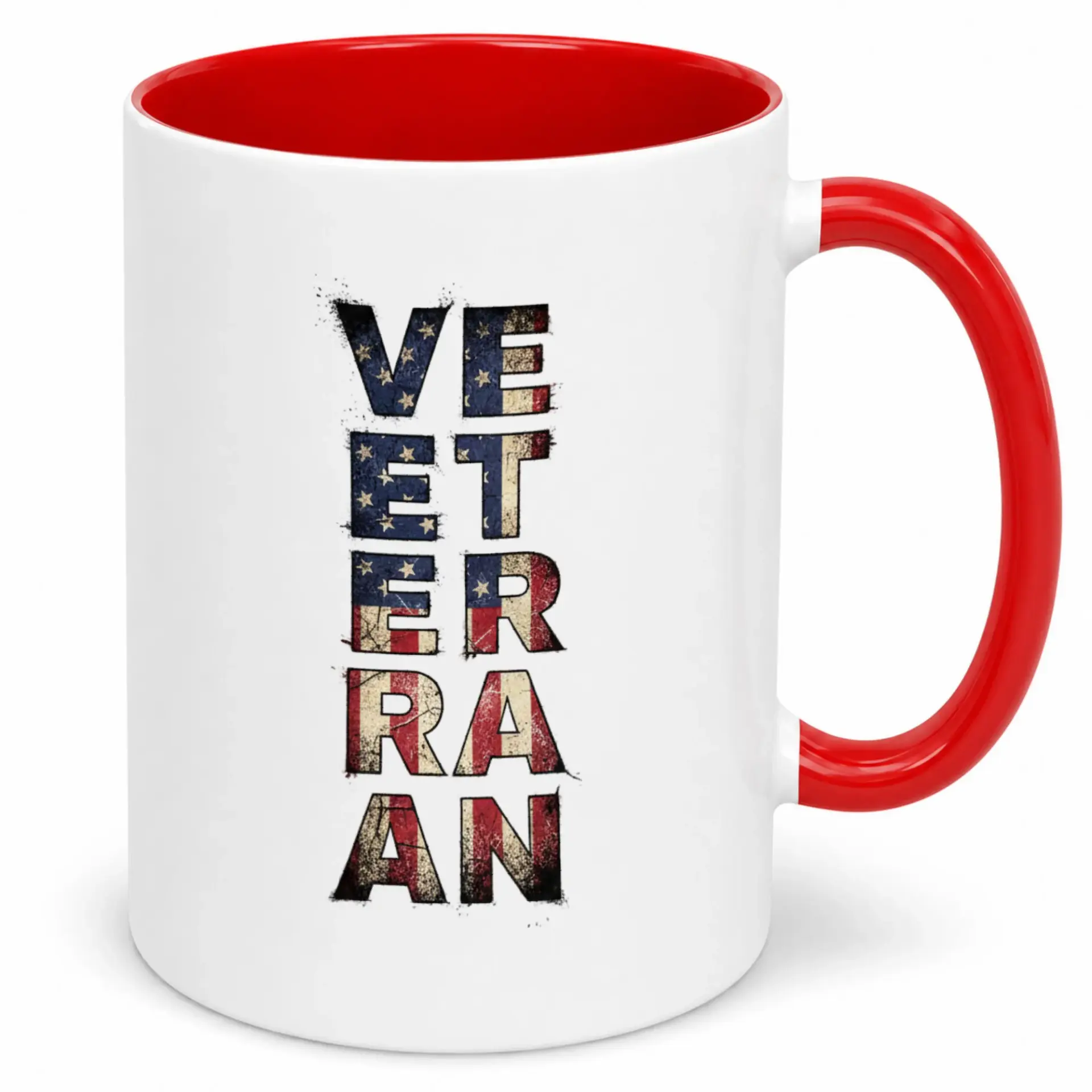 Patriotic Veteran Coffee Mug American Flag Design Ceramic Drinkware 11 Oz or 15 Oz Military Appreciation Cup Home Office Gift for Service Members