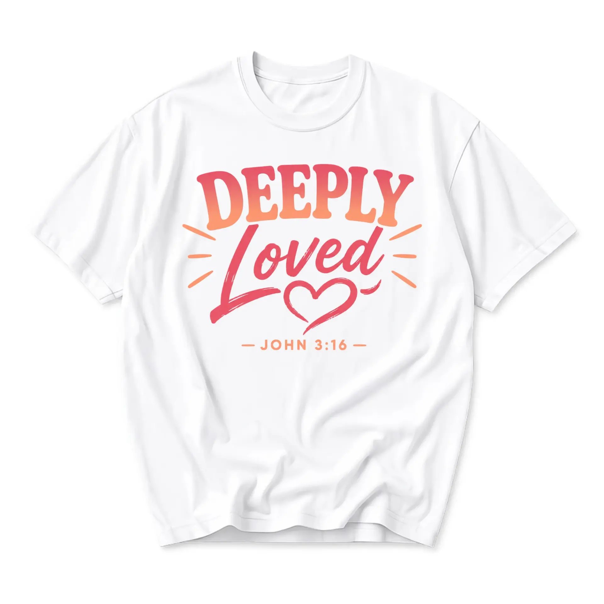 T-shirt Deeply Loved John 3:16 Religious Graphic Tee Comfortable Unisex Crew Neck Casual Everyday Inspirational Top