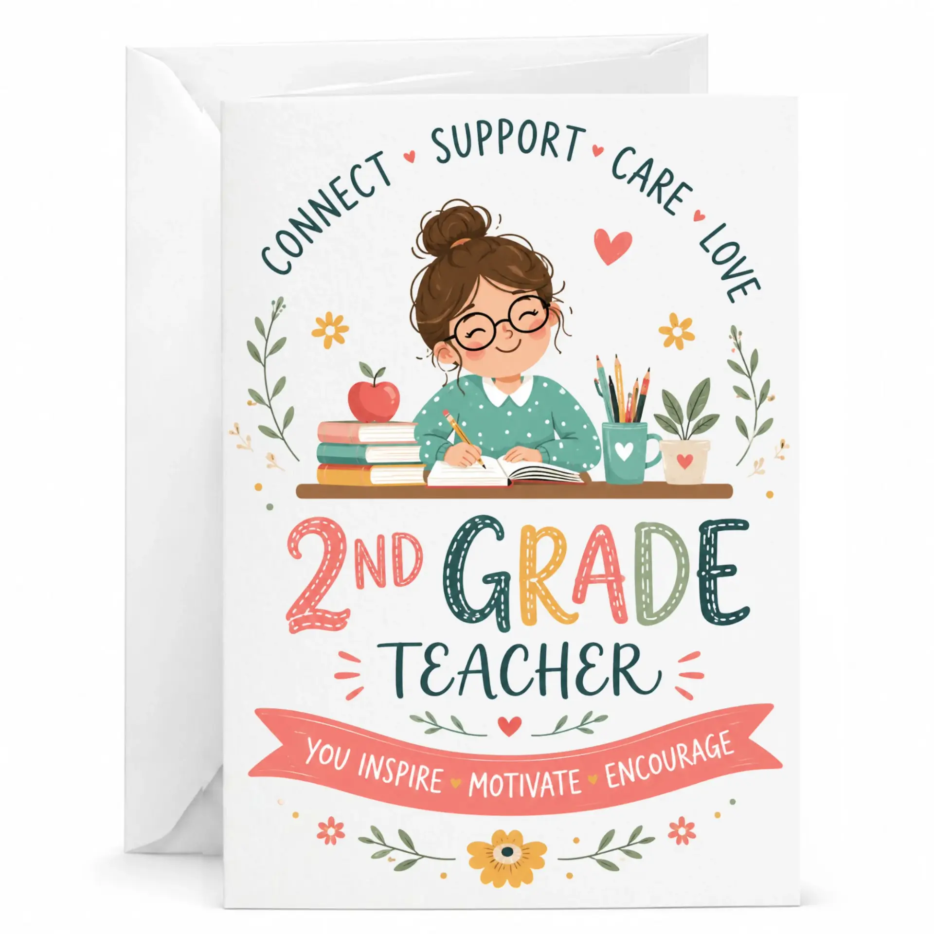 Greeting Card for Professional Appreciation Featuring Cute Illustration and Inspiring Words a Dedicated